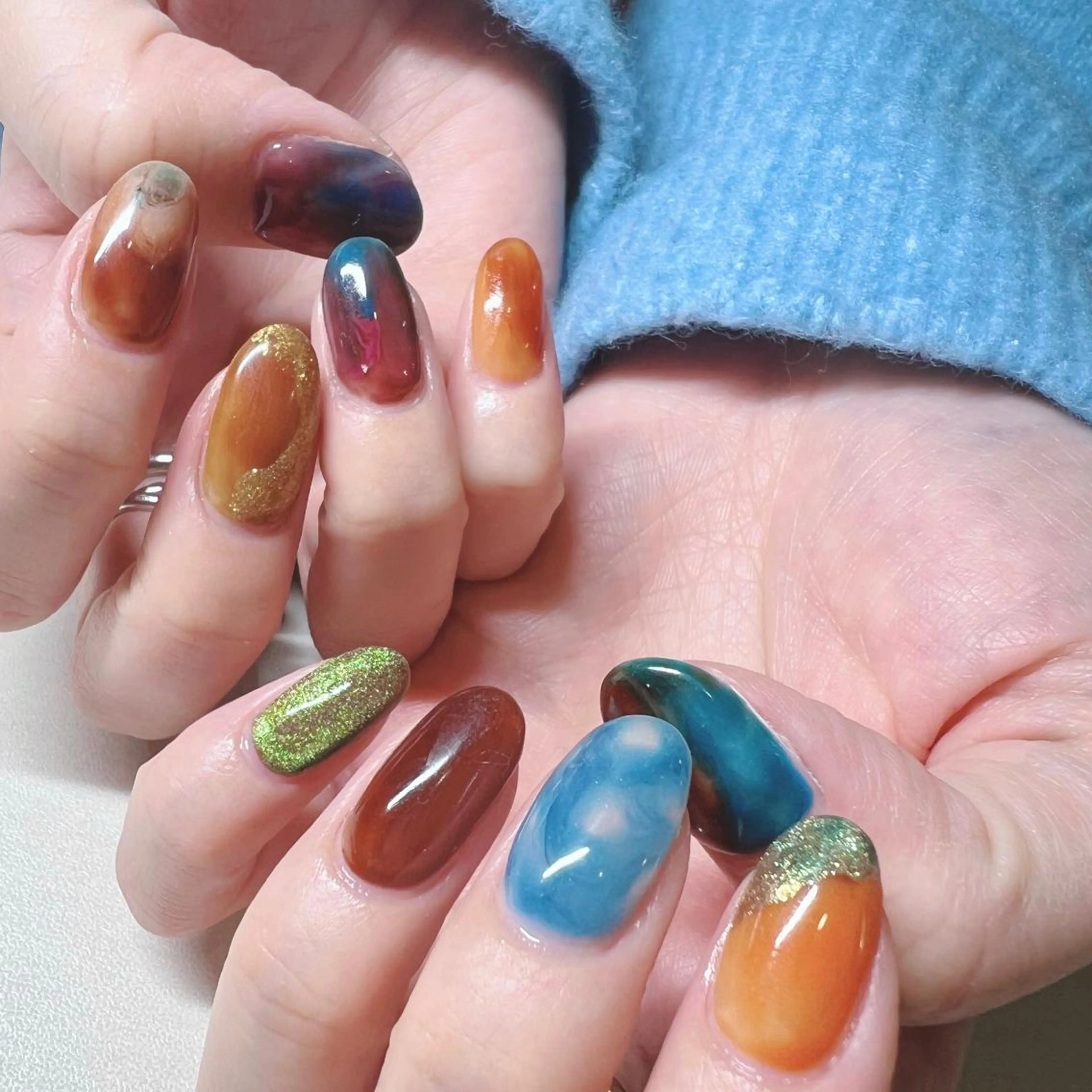 カラー ネイル ハンドネイル Cozy_ ilumのネイルデザイン