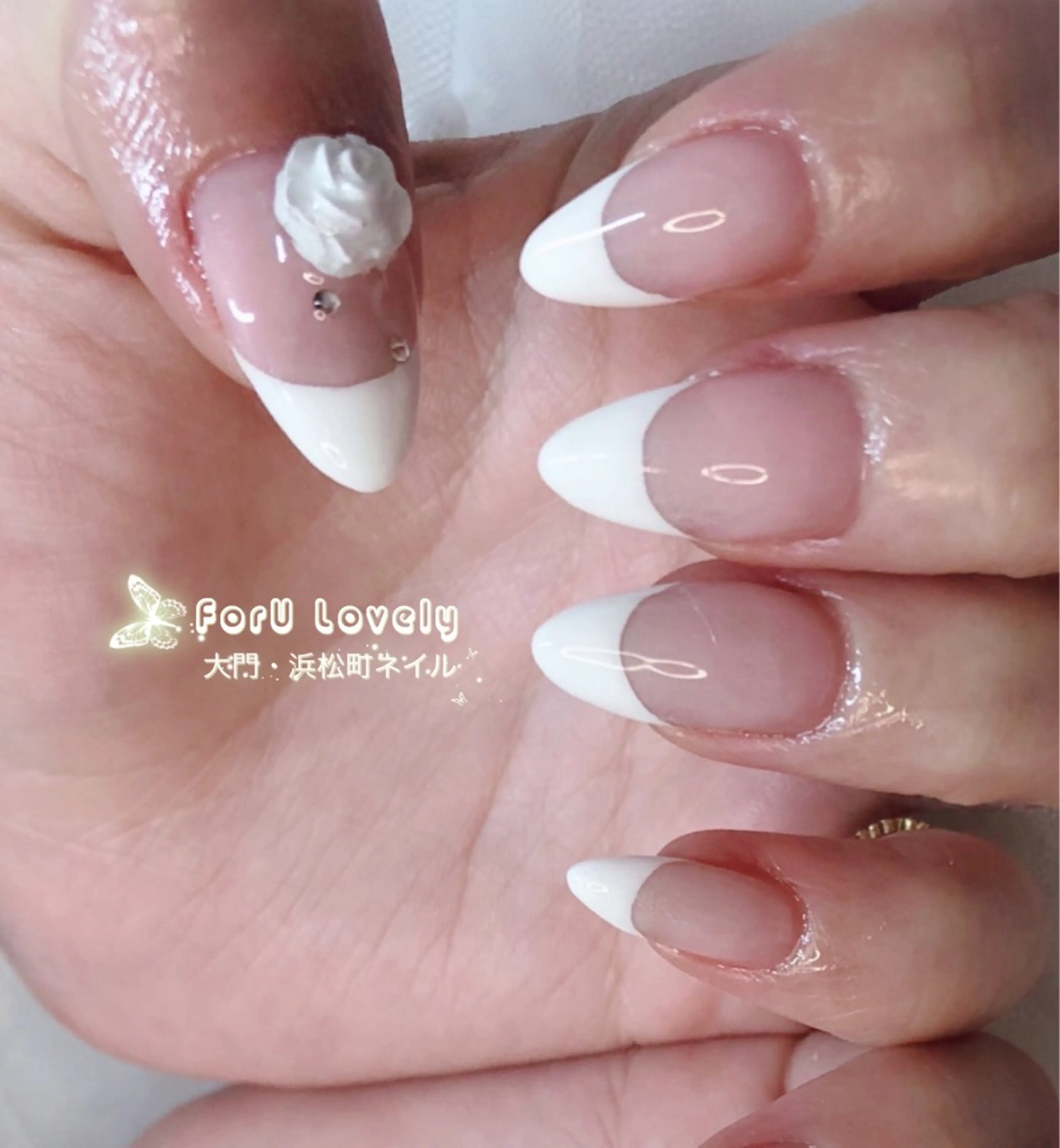 ネイル フレンチネイル ジェルネイル ガラスフレンチ グラデーション 韓国ネイル 大門浜松町 ネイルのネイルデザイン