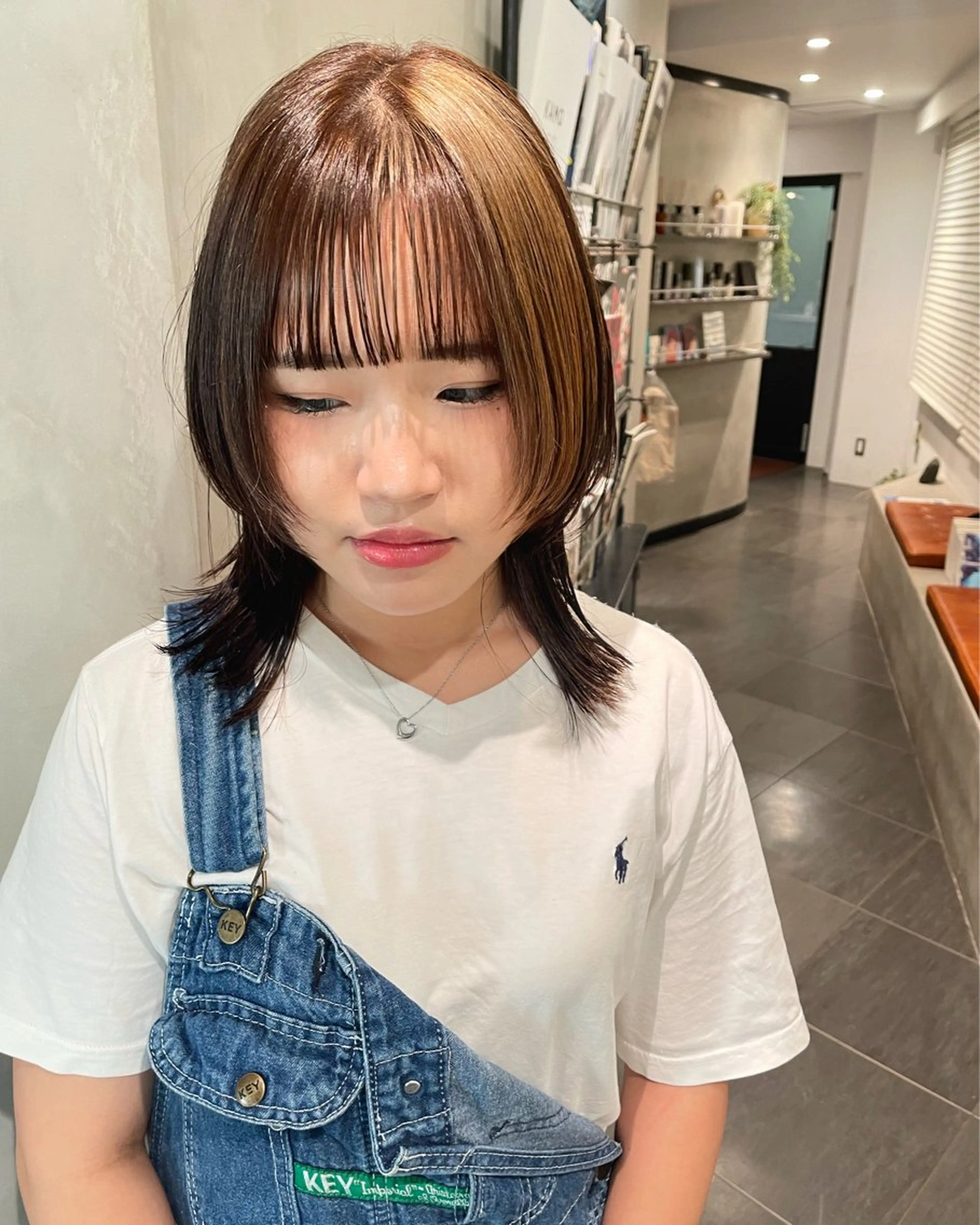 ミディアム カラー ヘアカラー 優 作のヘアスタイル