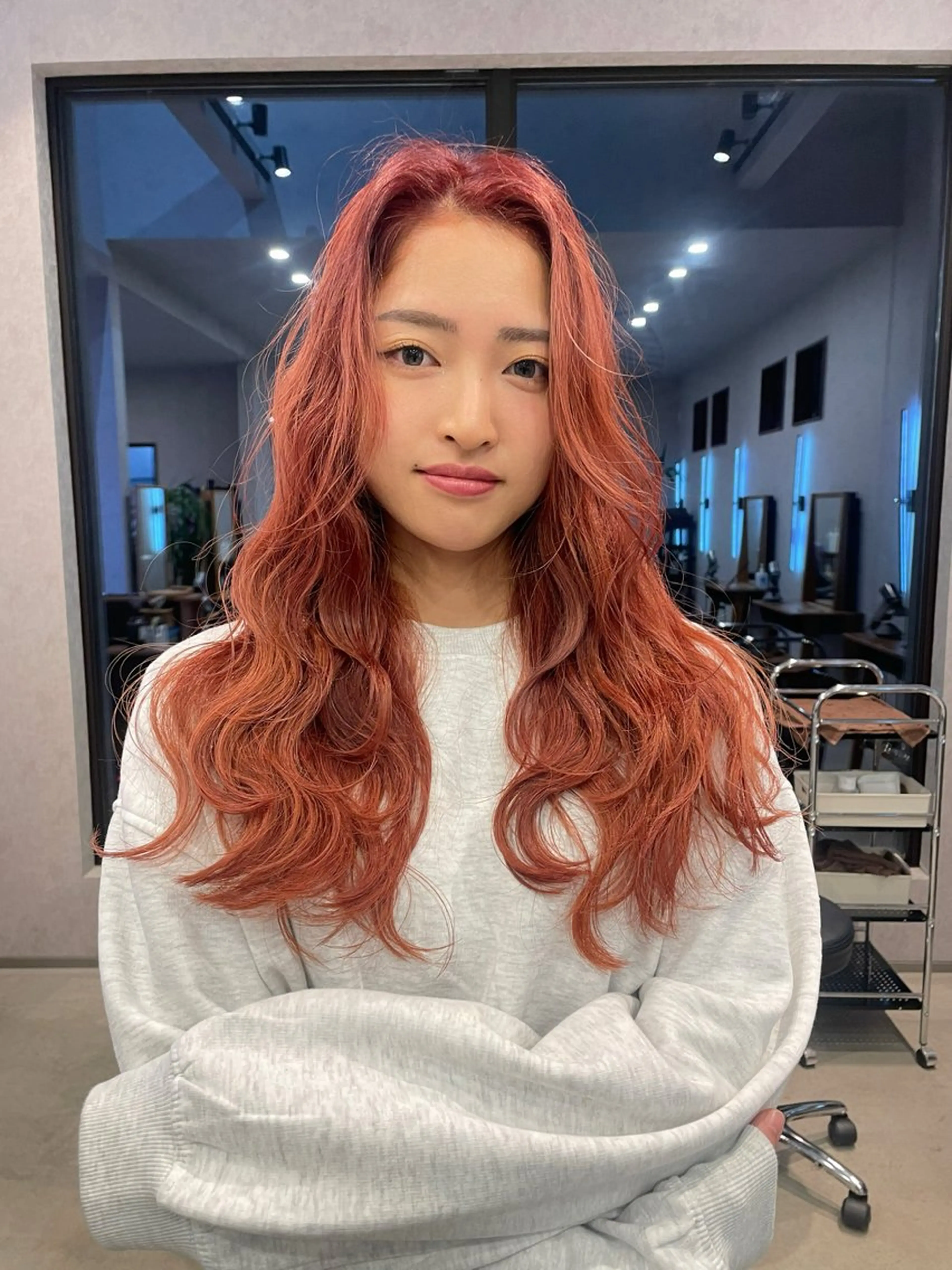ロング カラー オレンジ ピンクカラー ヘアカラー 透明感カラー/ボブ misaki °＊のヘアスタイル