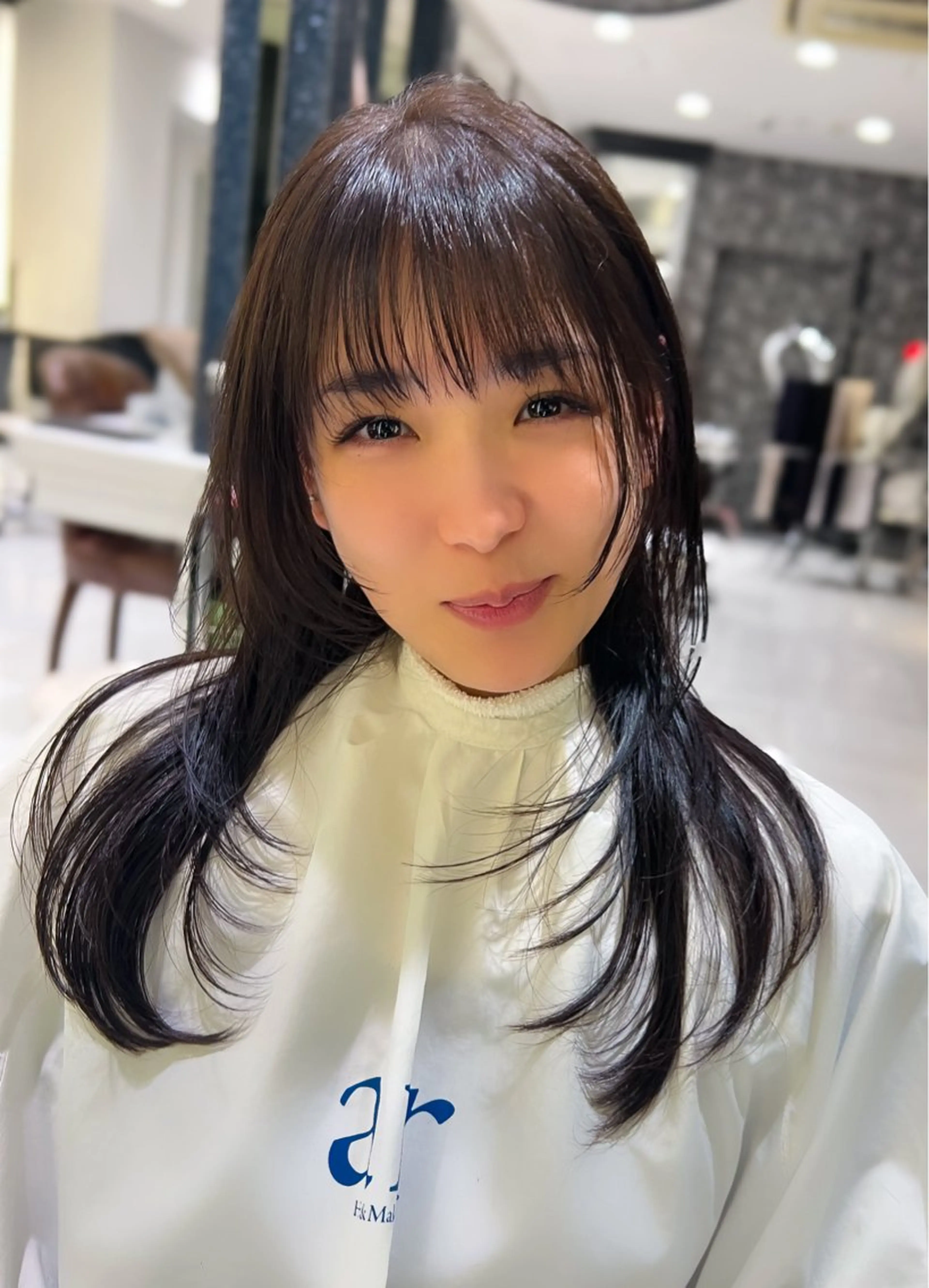 ロング 顔周りカット レイヤーカット カット ヘアカラー トリートメント AIR-Ginza tower所属・江村 璃久のヘアスタイル