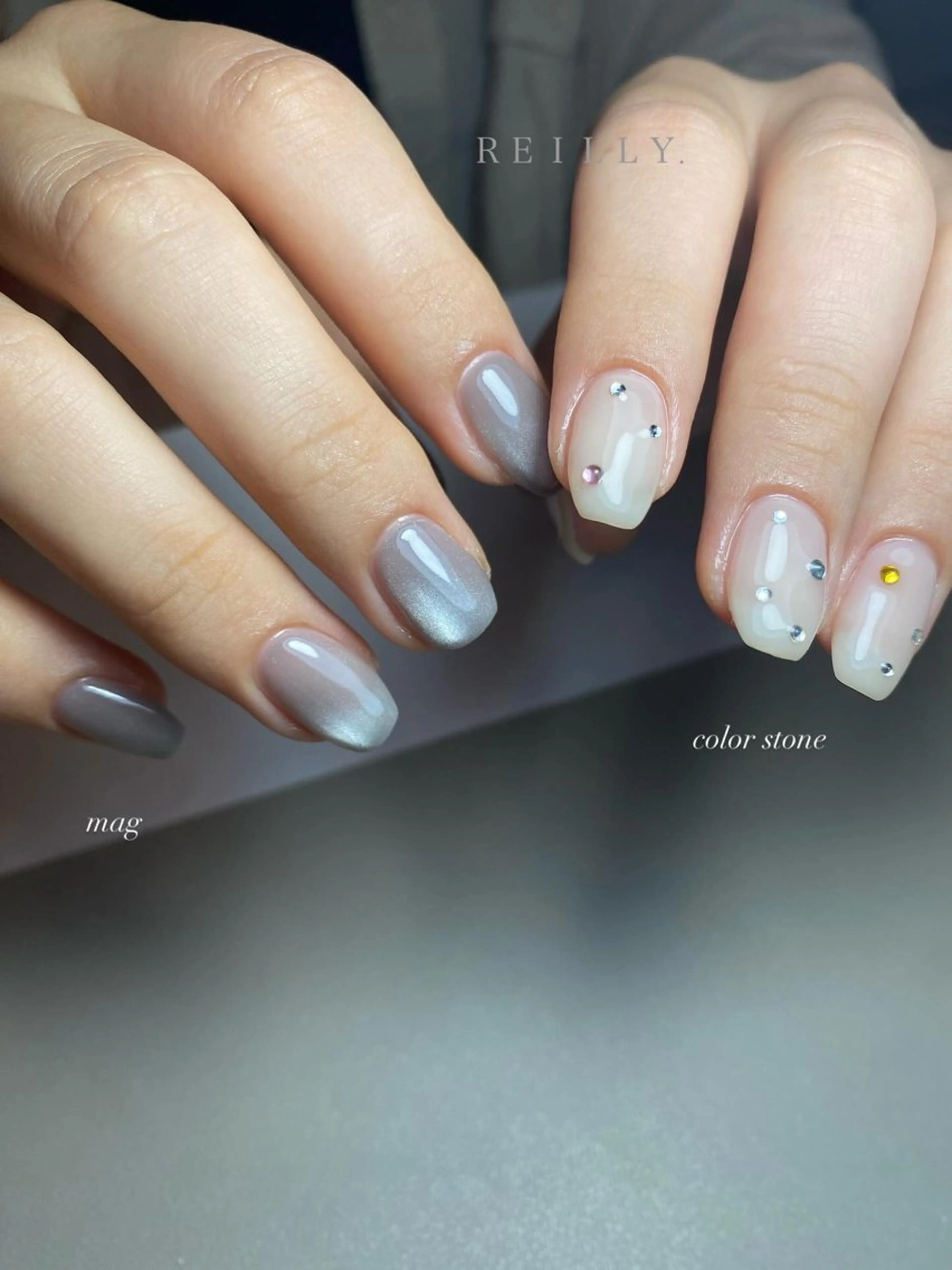 ネイル フラッシュネイル フレンチネイル ジェルネイル グラデーション ラメ(グリッター) ハンドネイル ハンドケア REILLY.　private nail salon所属・Marina 《REILLY.》のネイルデザイン