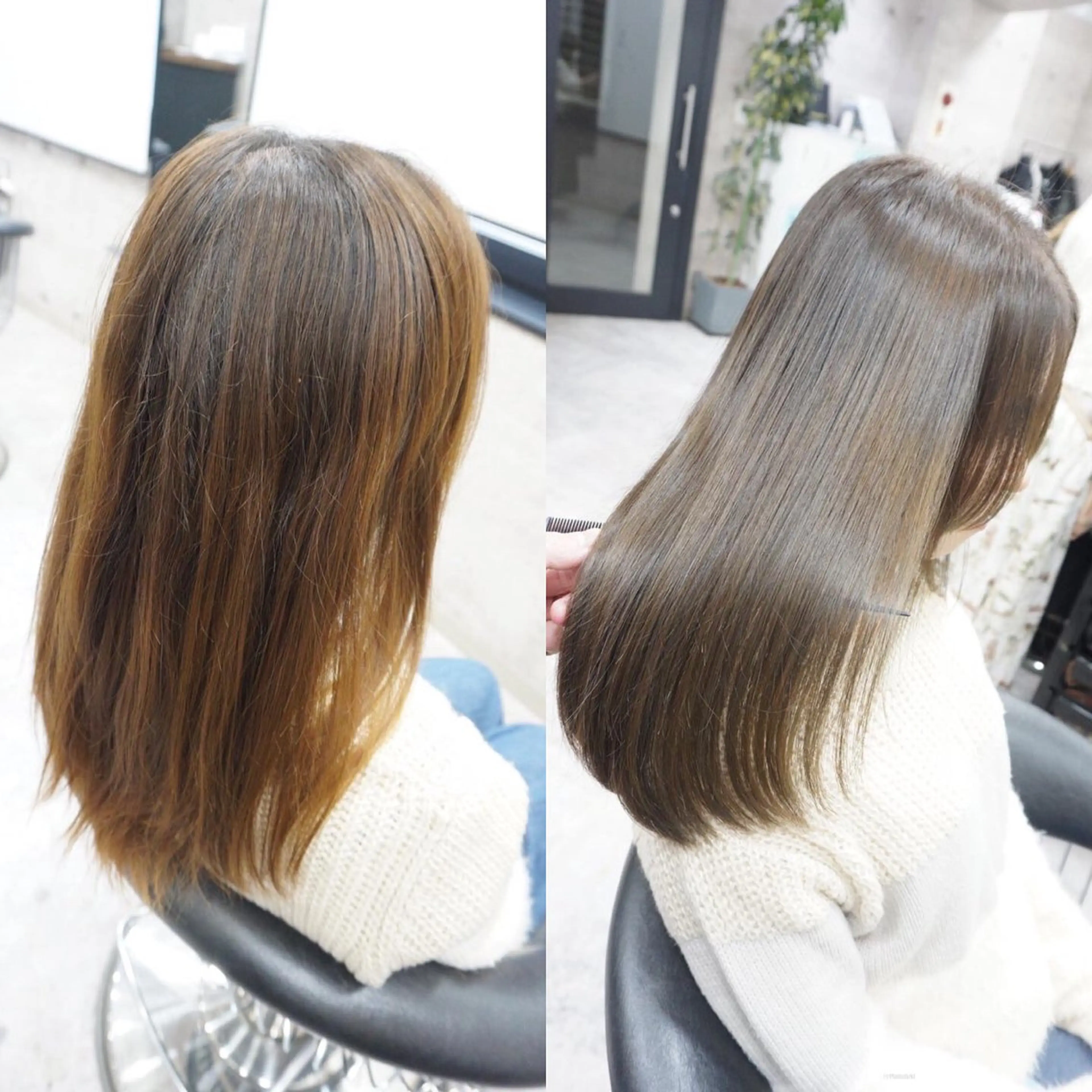 セミロング 髪質改善 縮毛矯正 カット ヘアカラー 縮毛矯正 トリートメント hair teria ryu 大塚のヘアスタイル