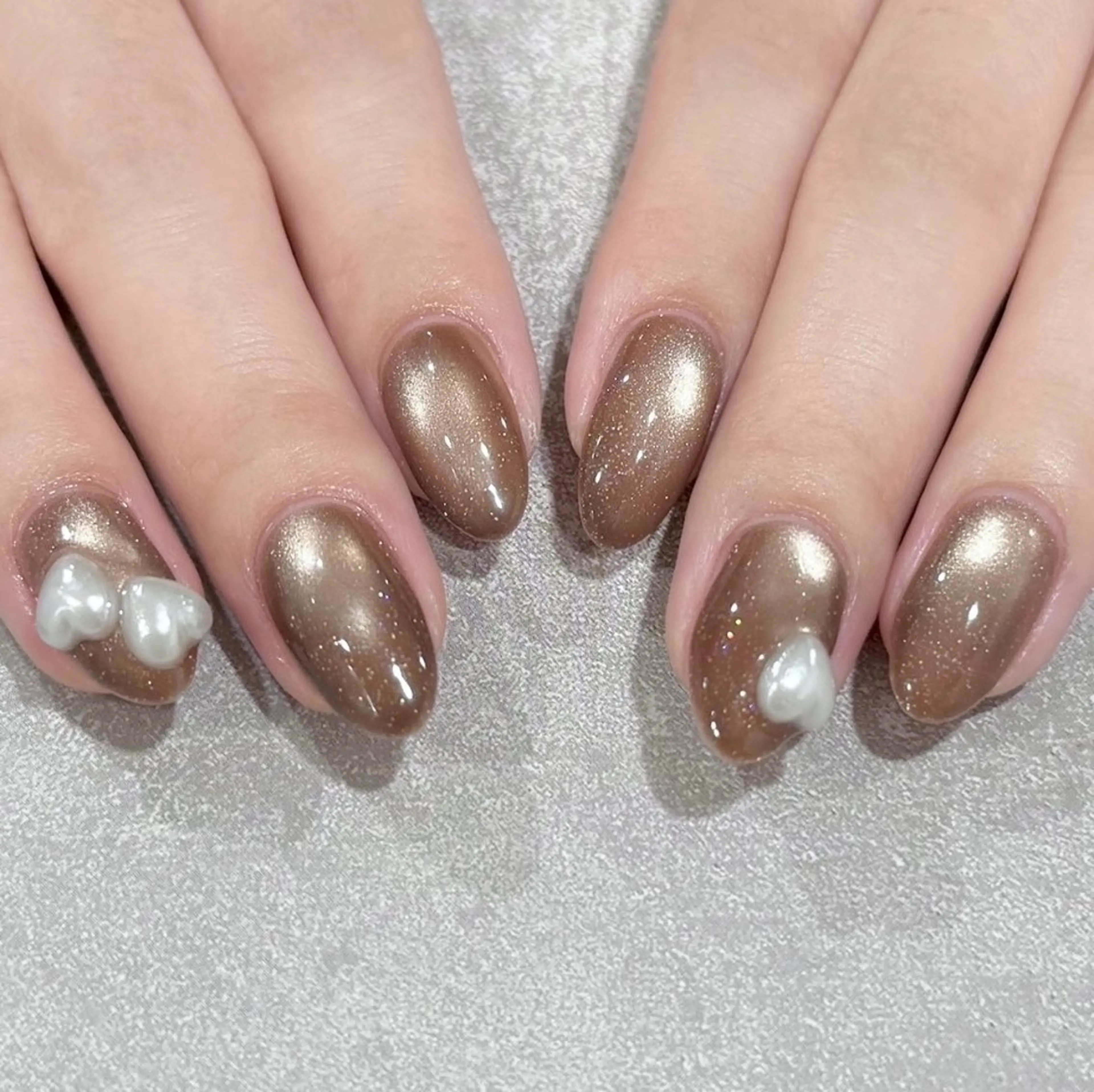 ネイル ブラウン マグネットネイル LORAN  Lim EYE&NAIL【ローランリム】所属・LORAN Lim 紫月のネイルデザイン