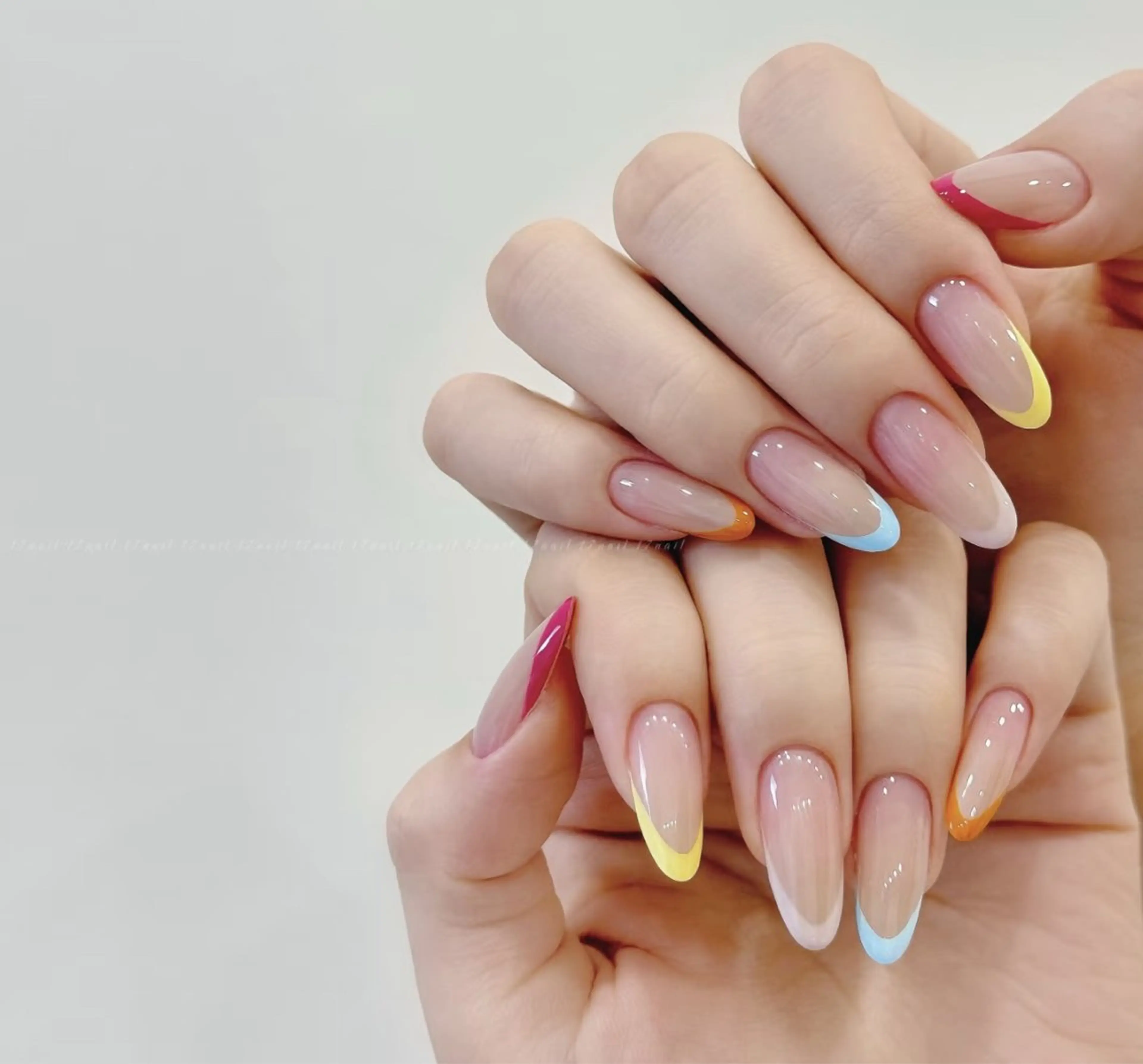 ネイル アートネイル オーロラネイル チークネイル フレンチネイル ガラスフレンチ ハンドネイル 🎀🎀YooLi Nail Salonのネイルデザイン