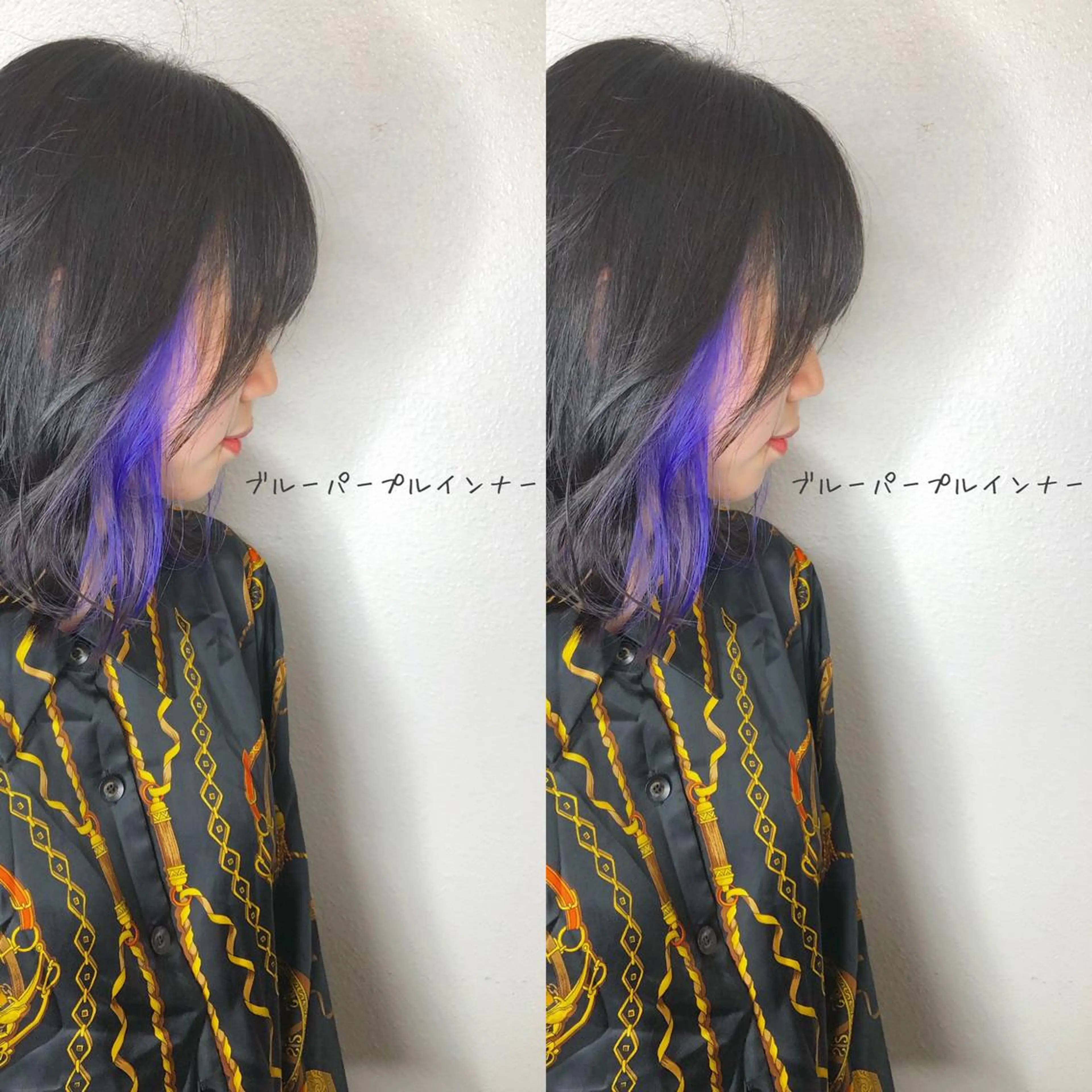 ミディアム カラー ブリーチ ブルーカラー ネイビーカラー しゅうさん🍝 麻田秀太郎のヘアスタイル