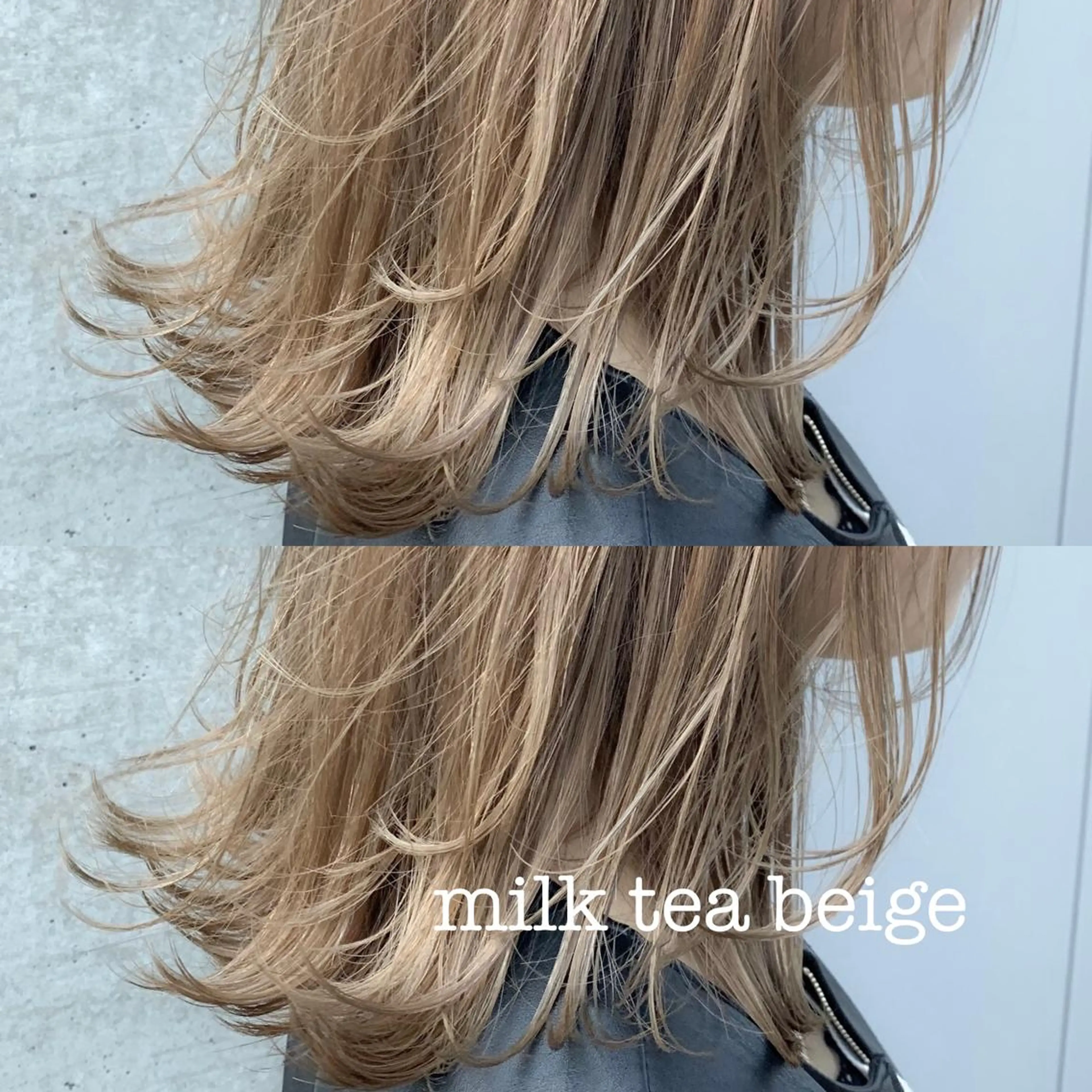 ミディアム カラー ベージュカラー ブリーチ ミルクティーベージュ 渋谷ブリーチカラー 韓国ヘアyuikoのヘアスタイル