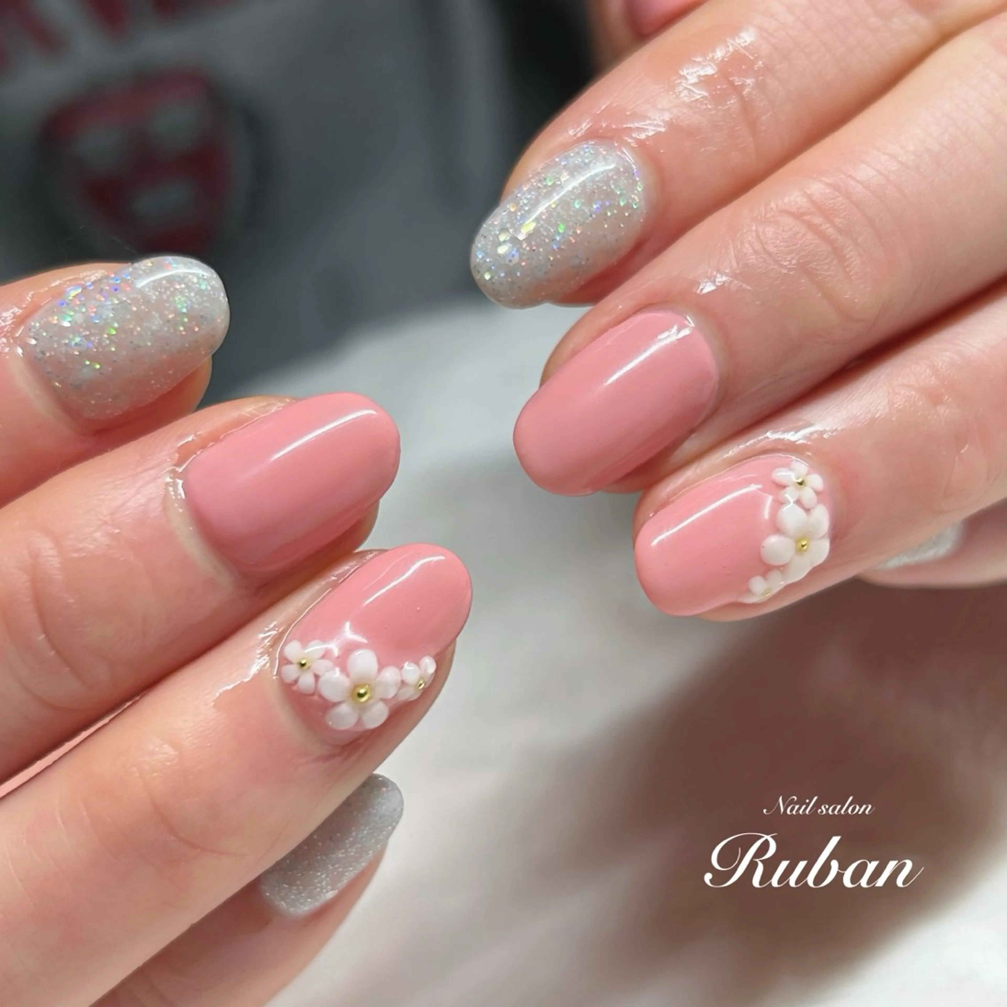 ネイル フラワーネイル ワンカラーネイル Nail salon Ruban所属・Nail salon Rubanのネイルデザイン