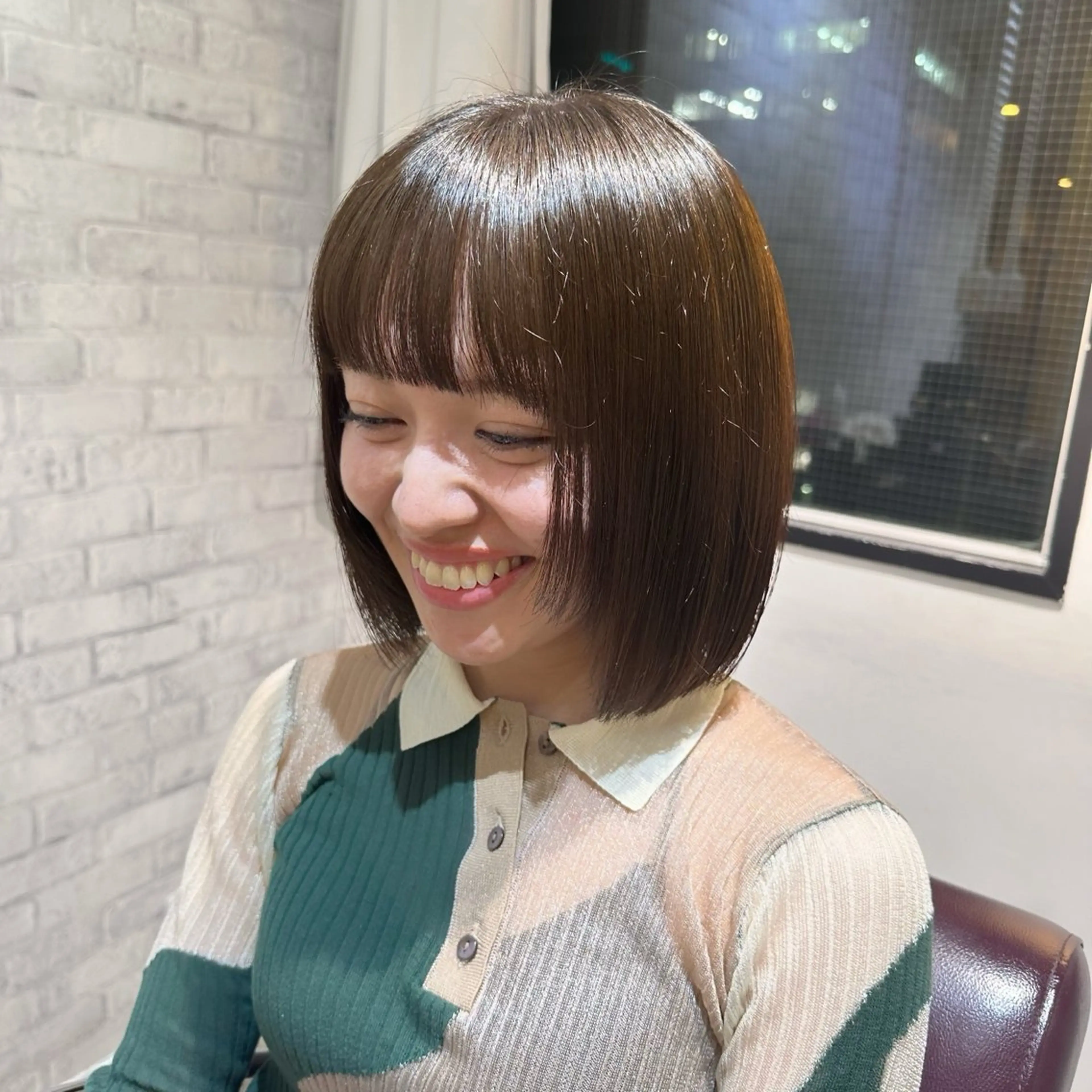 ミディアム カラー ブラウンカラー ヘアカラー トリートメント 艶カラー/縮毛矯正‎ 💛Sakiのヘアスタイル