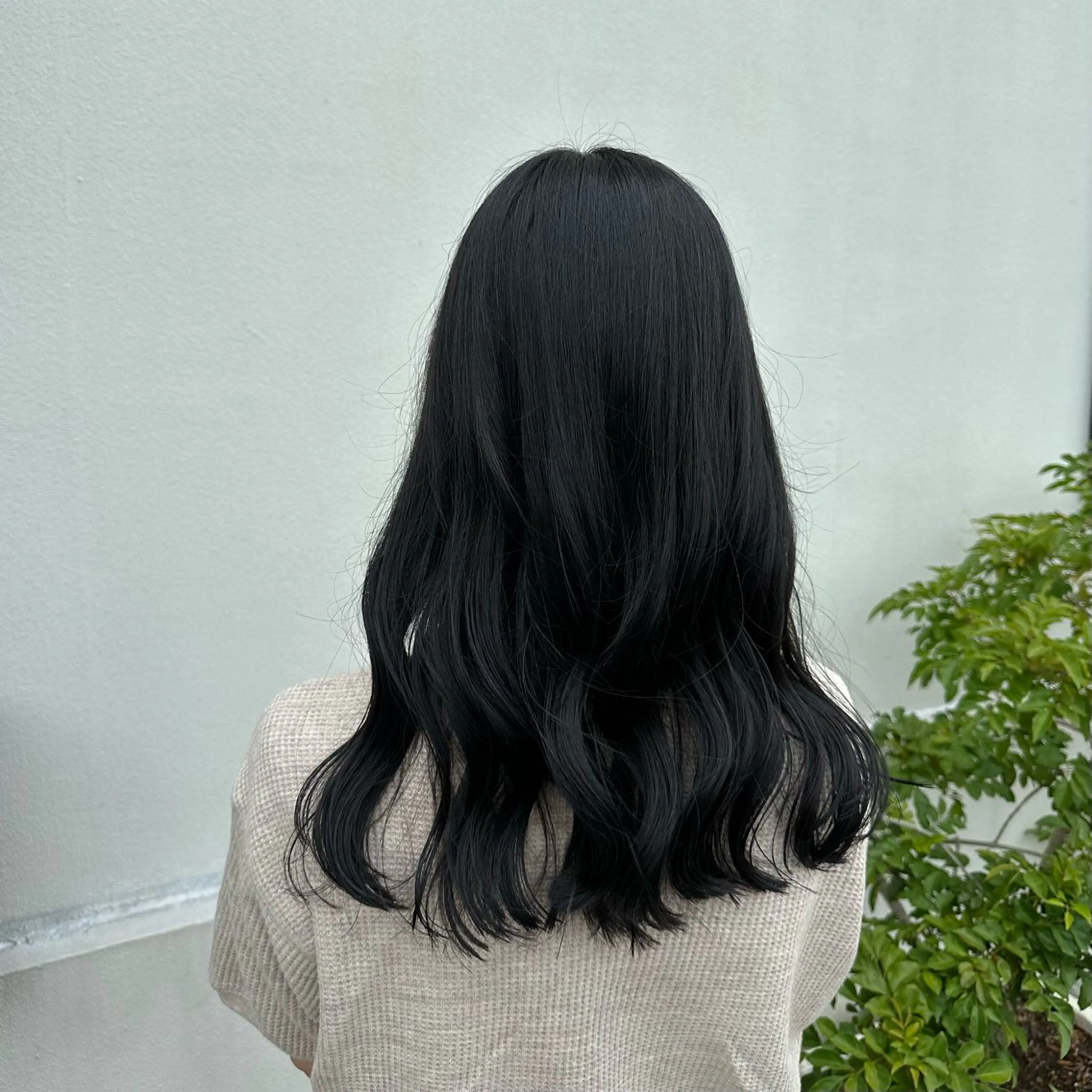 カラー 黒髪 ブルーカラー ブルーブラック カット 岩本みるか/ 暖色カラー/ベージュのヘアスタイル