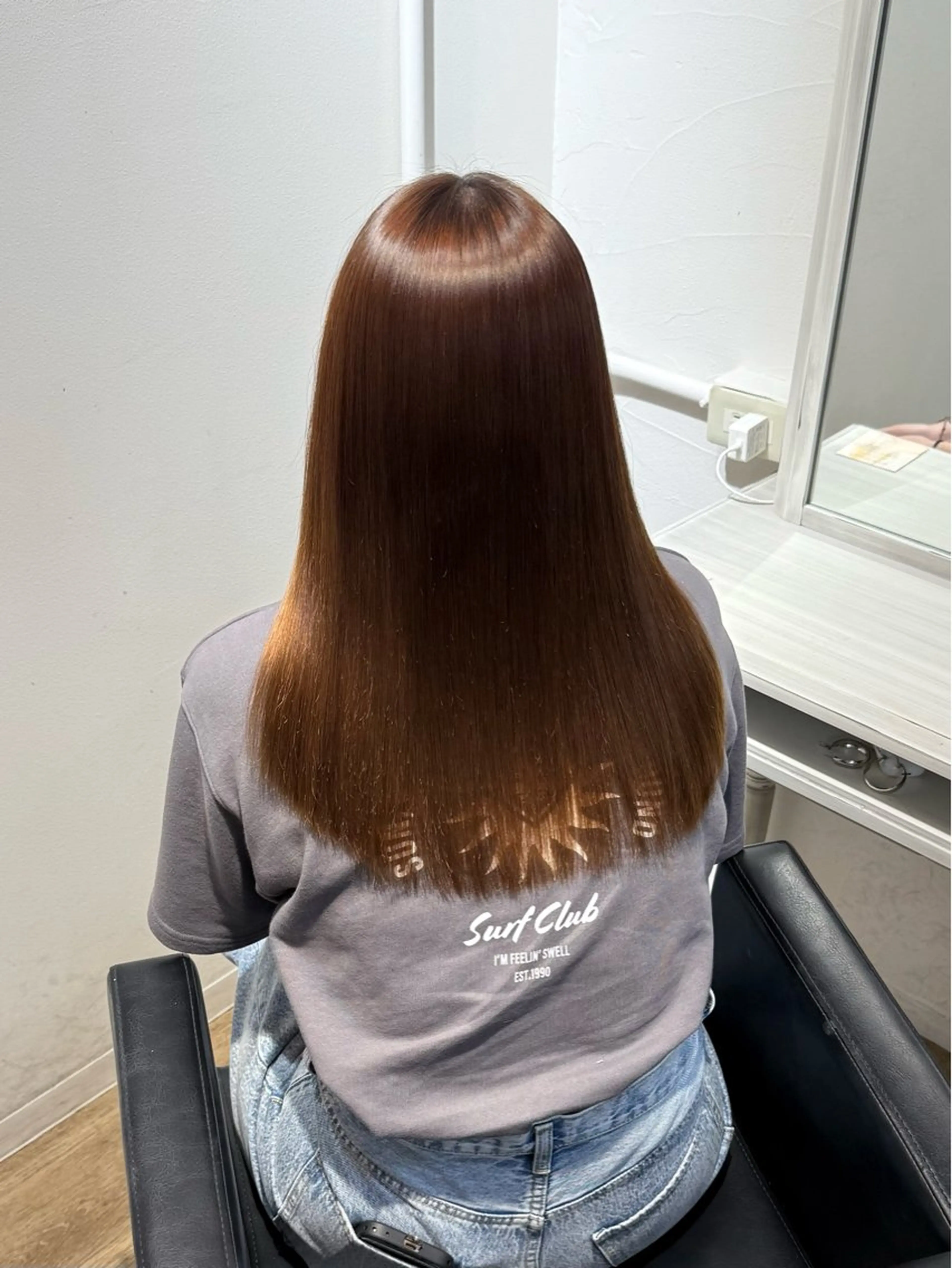 セミロング 縮毛矯正 トリートメント 茶屋町/ワンカラー RAN　モデル募集中のヘアスタイル