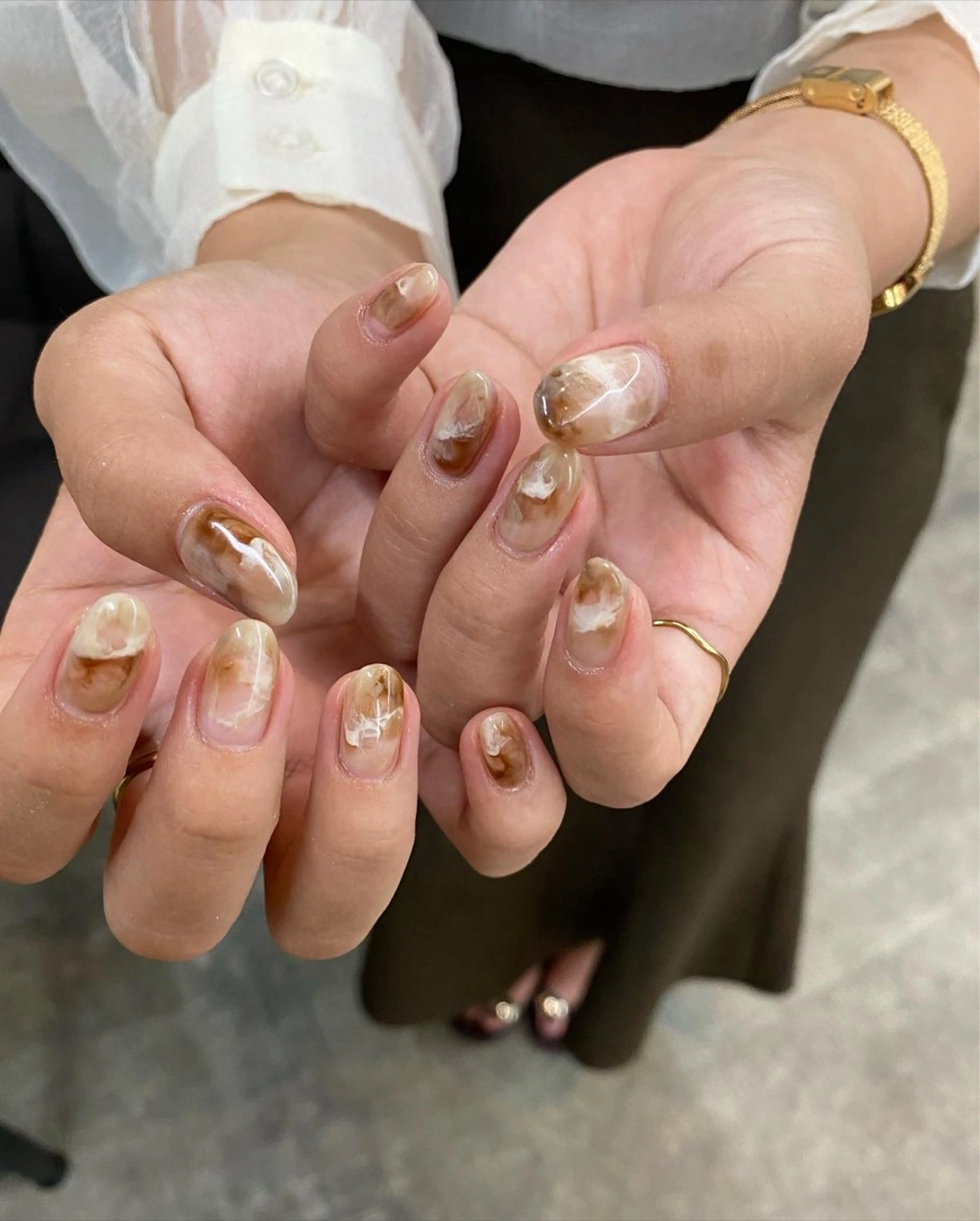 ネイル ブラウン ハンドネイル nable.所属・望月 実莉のネイルデザイン