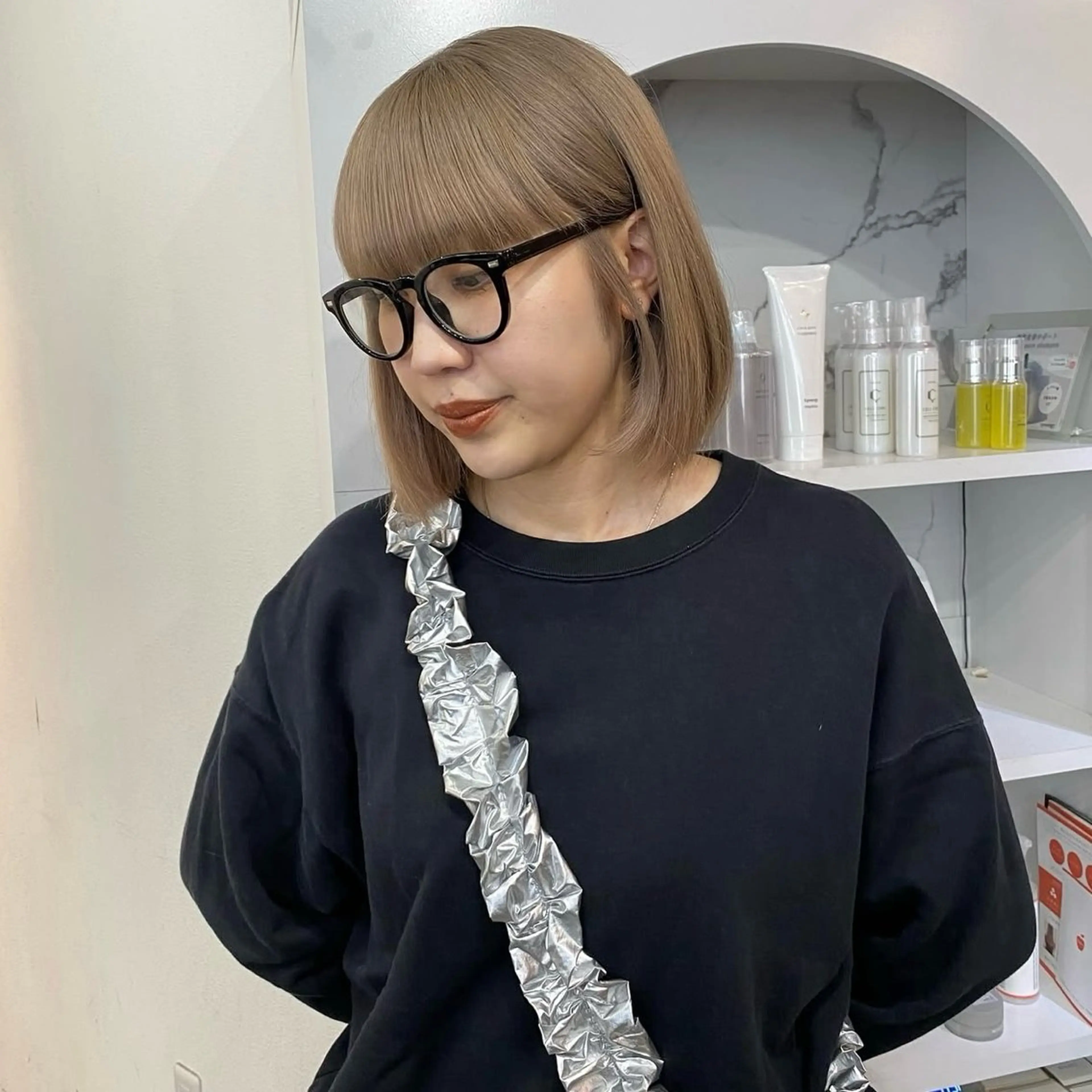 ショート カラー ベージュカラー ヘアカラー カットモデル୨୧大阪 梅田タカシマリナ♡のヘアスタイル