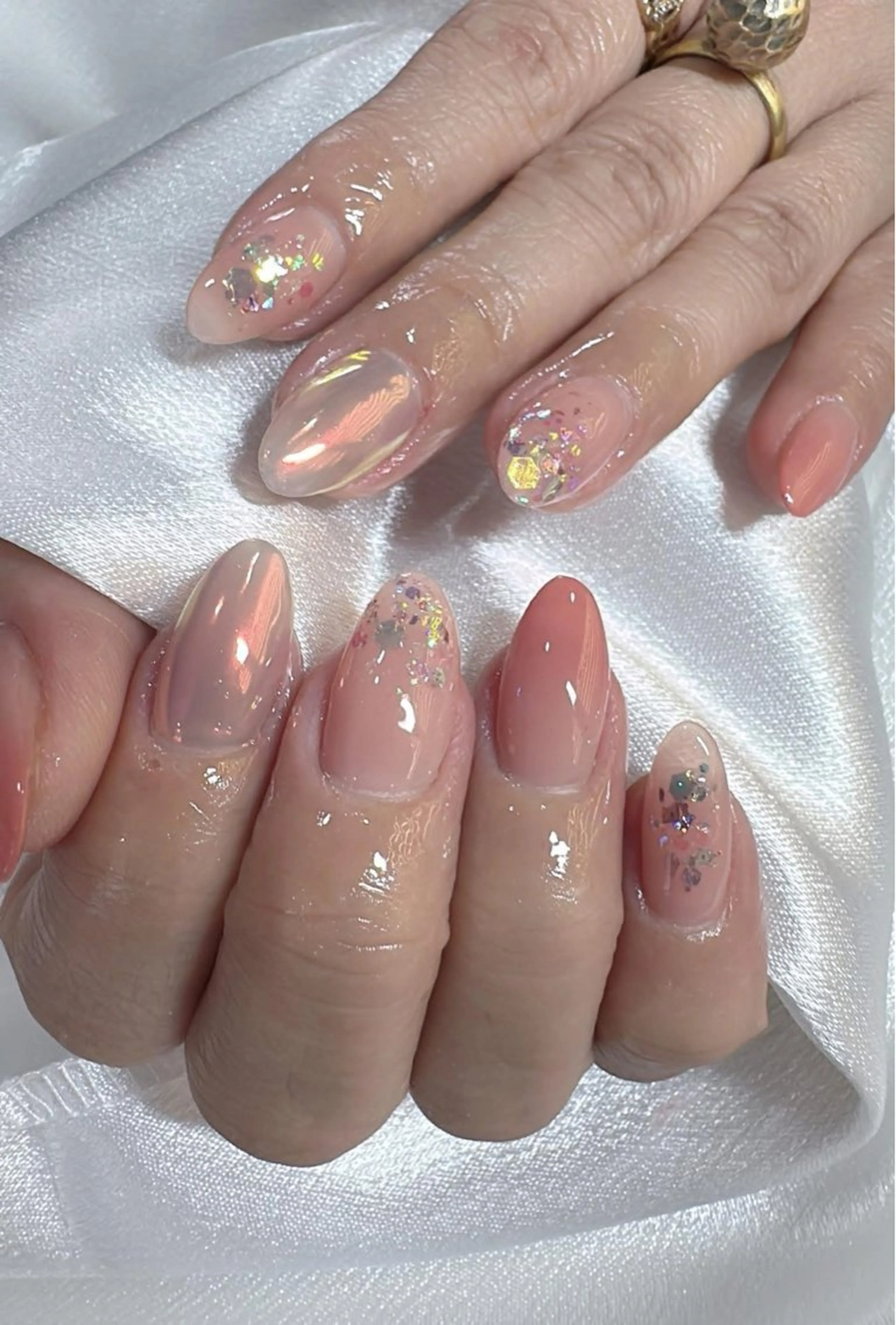 ネイル チークネイル 桜ネイル 長さ出し フットネイル ジェルネイル ハンドネイル YURI NAILのネイルデザイン