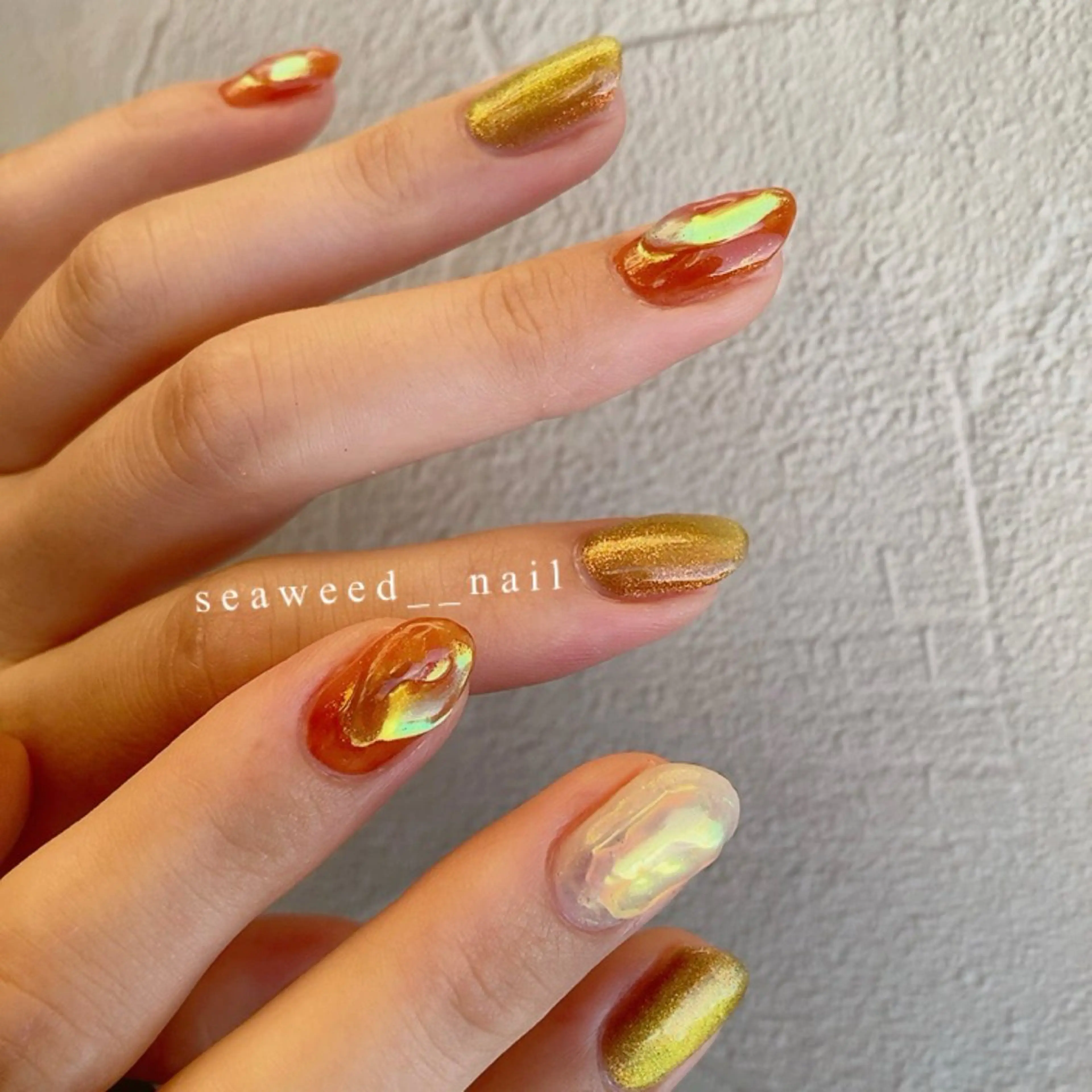 ネイル 氷ネイル・うるうるネイル ハンドネイル seaweed nailのネイルデザイン