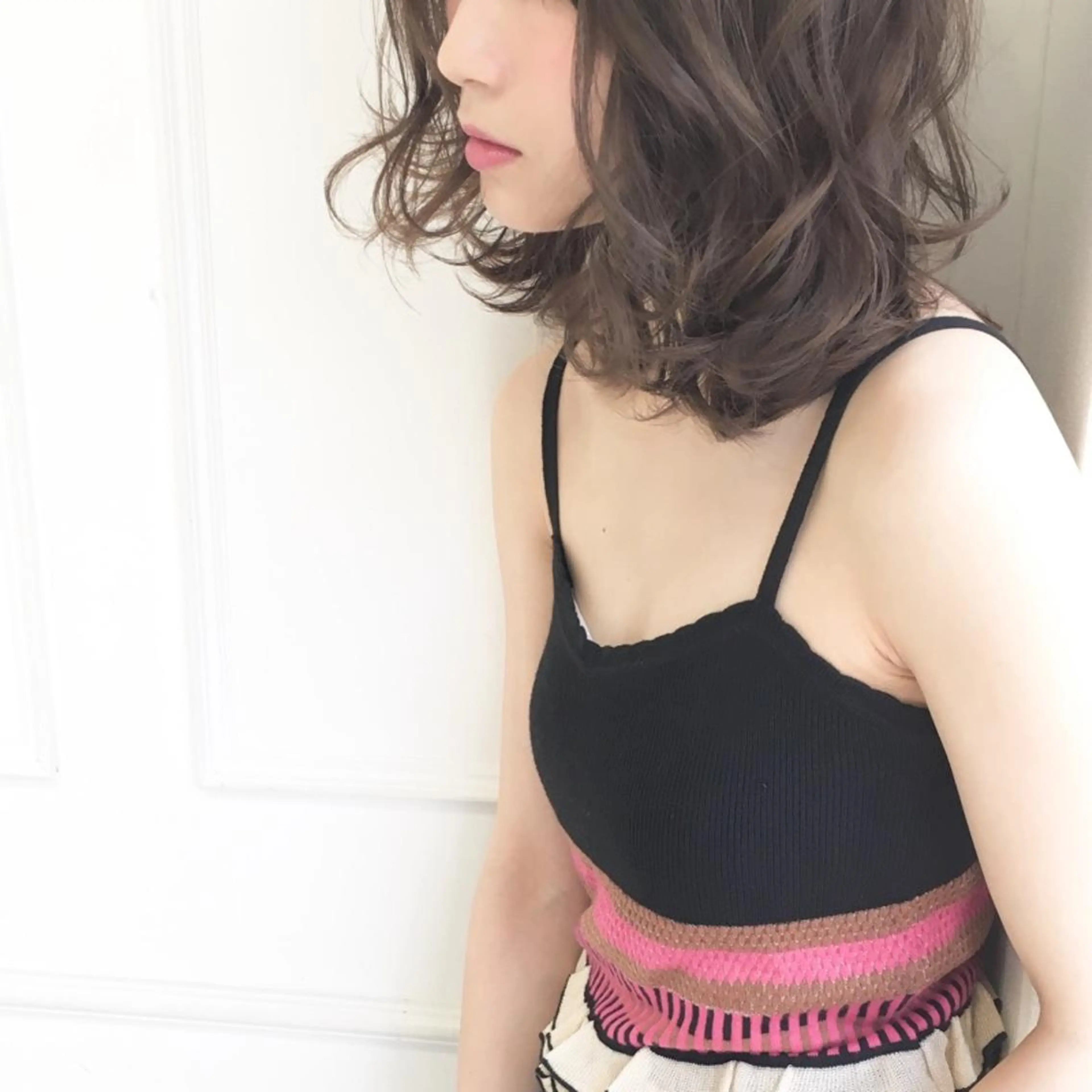 セミロング カラー パーマ ヘアアレンジ ◆感動口コミ/最小顔 理論カット◆森口 峻のヘアスタイル