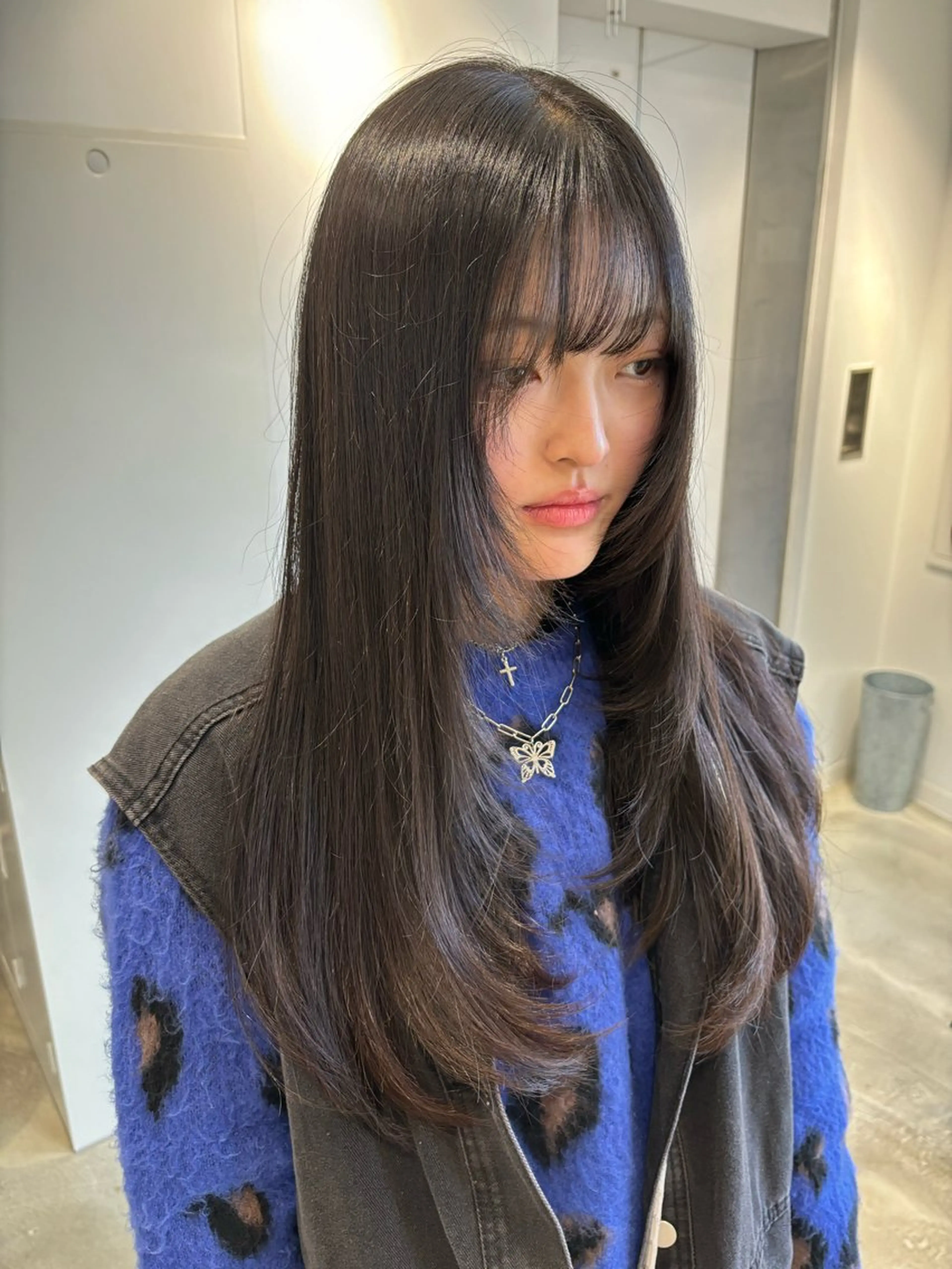 ロング カラー ヘアアレンジ 韓国風ヘア レイヤーカット カット ヘアカラー トリートメント ハッシュカット/韓国 レイヤー/Unaのヘアスタイル