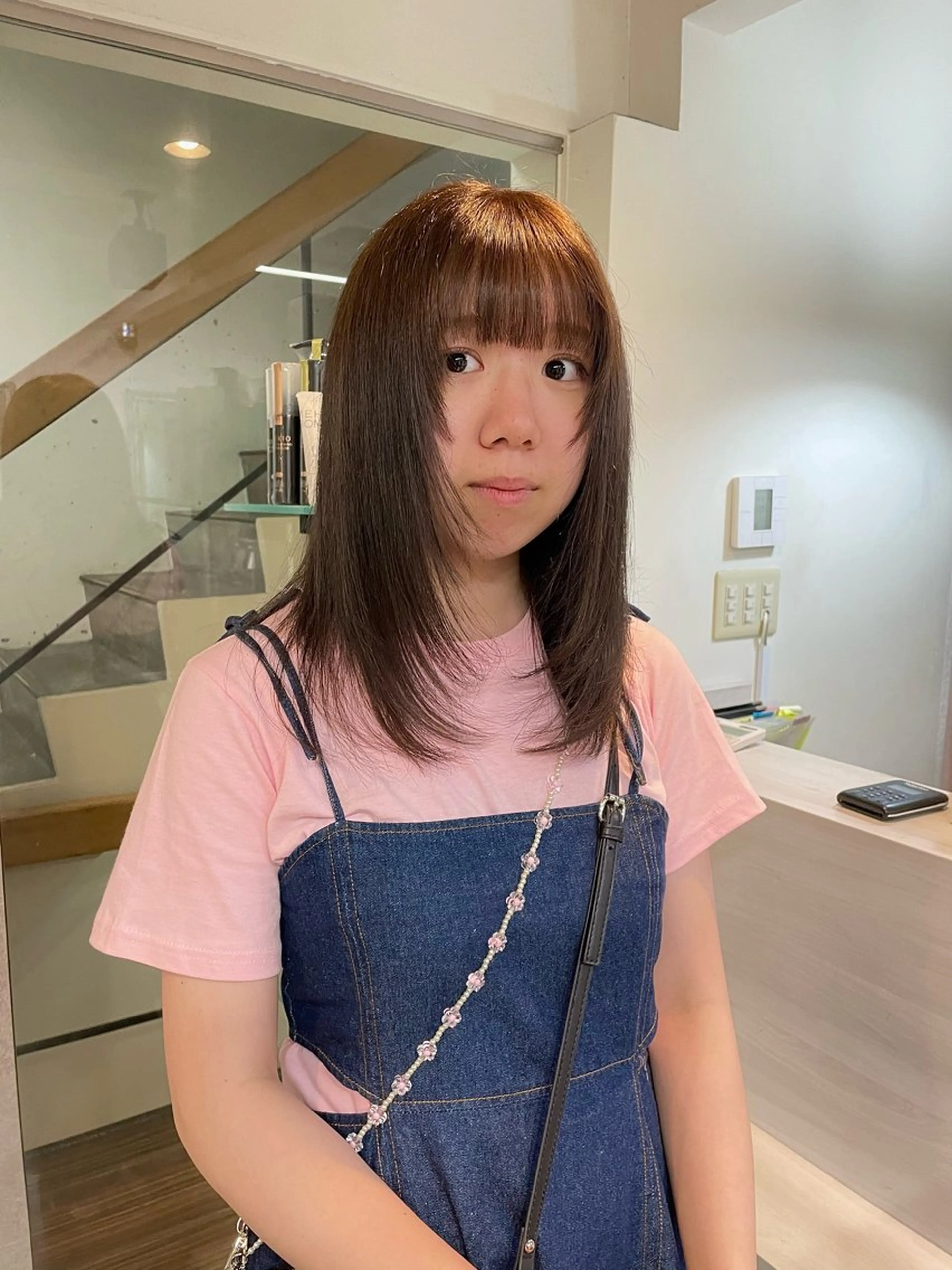 ミディアム カラー グレージュ ラベンダーカラー 西岡 幸穂のヘアスタイル