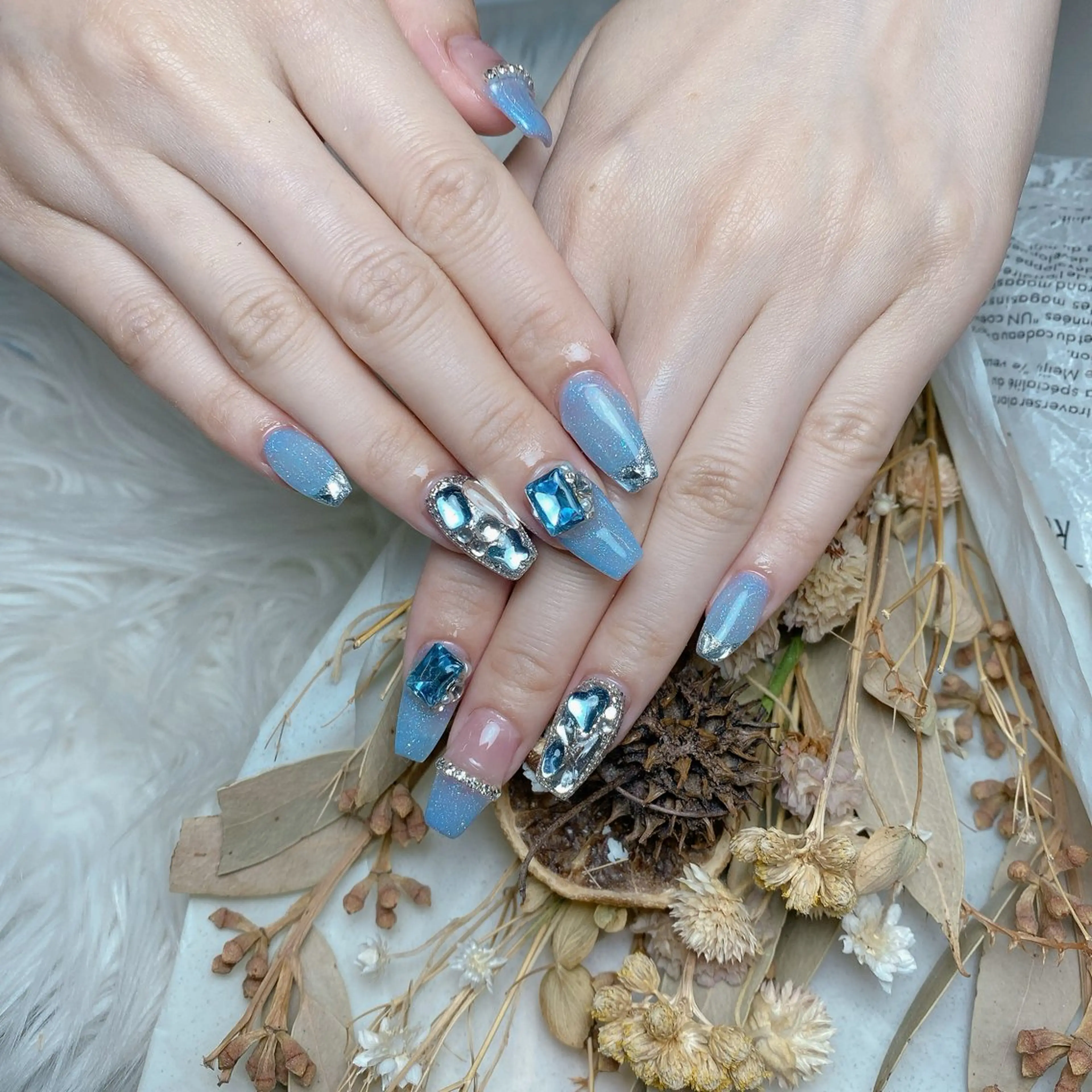 ネイル 長さ出し フレンチネイル ジェルネイル ガラスフレンチ 韓国ネイル ハンドネイル ハンドケア For U nail スカルプ専門店のネイルデザイン
