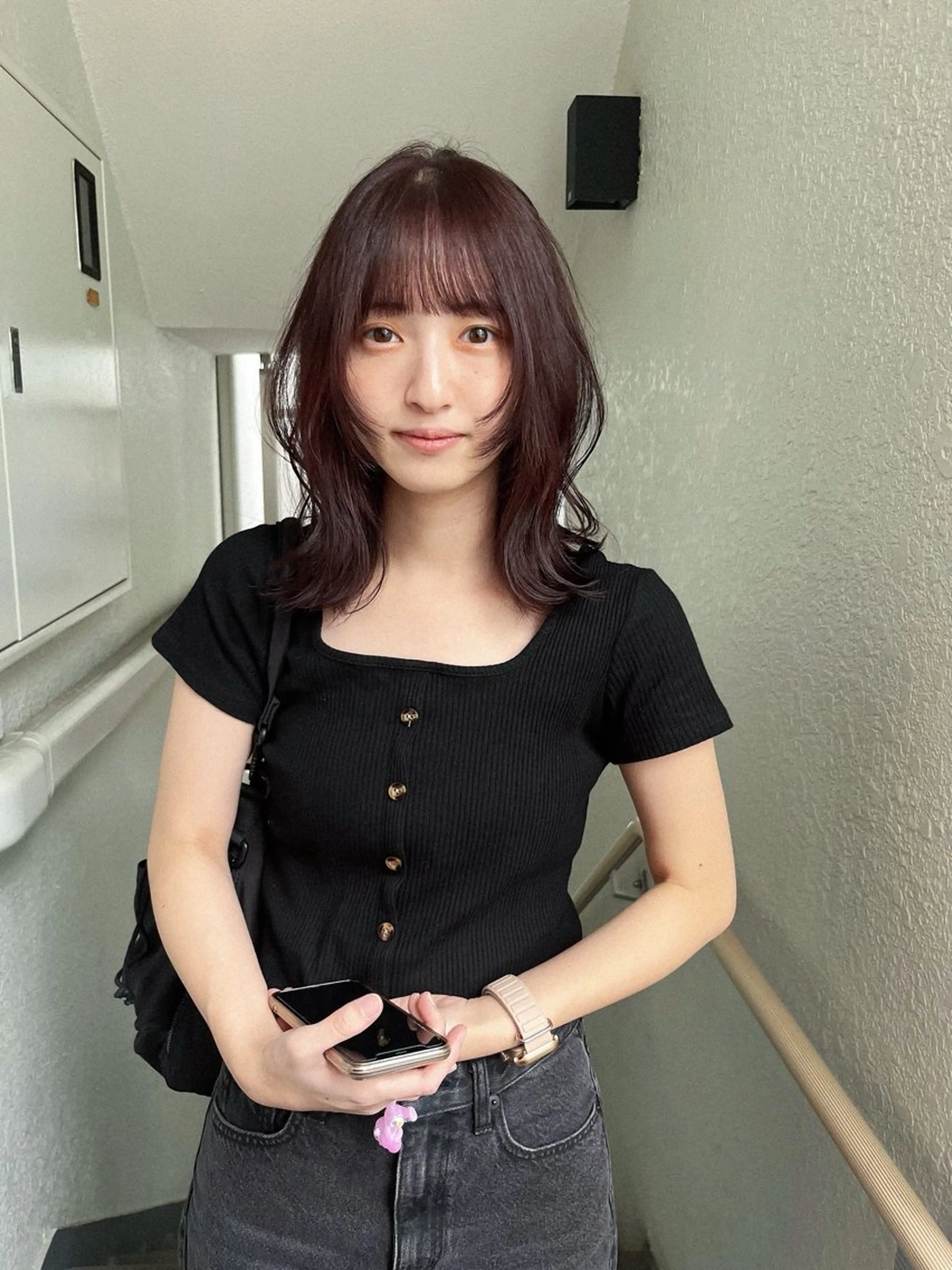 ミディアム カラー カット 似合わせ小顔レイヤー 🎀nonokaのヘアスタイル