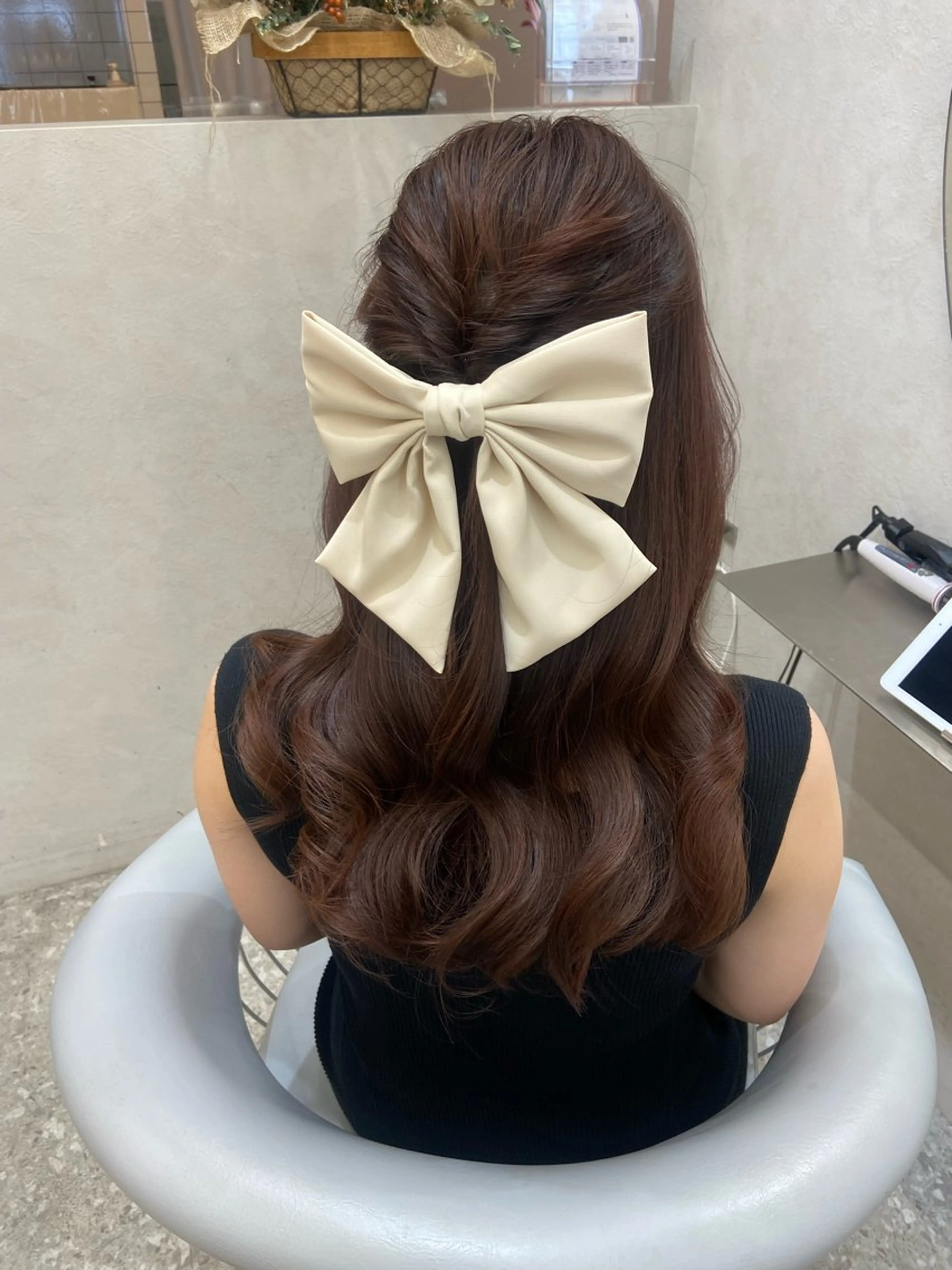 セミロング ヘアアレンジ ハーフアップ ヘアセット 新宿/韓国ヘア 中明度カラー/かやのヘアスタイル