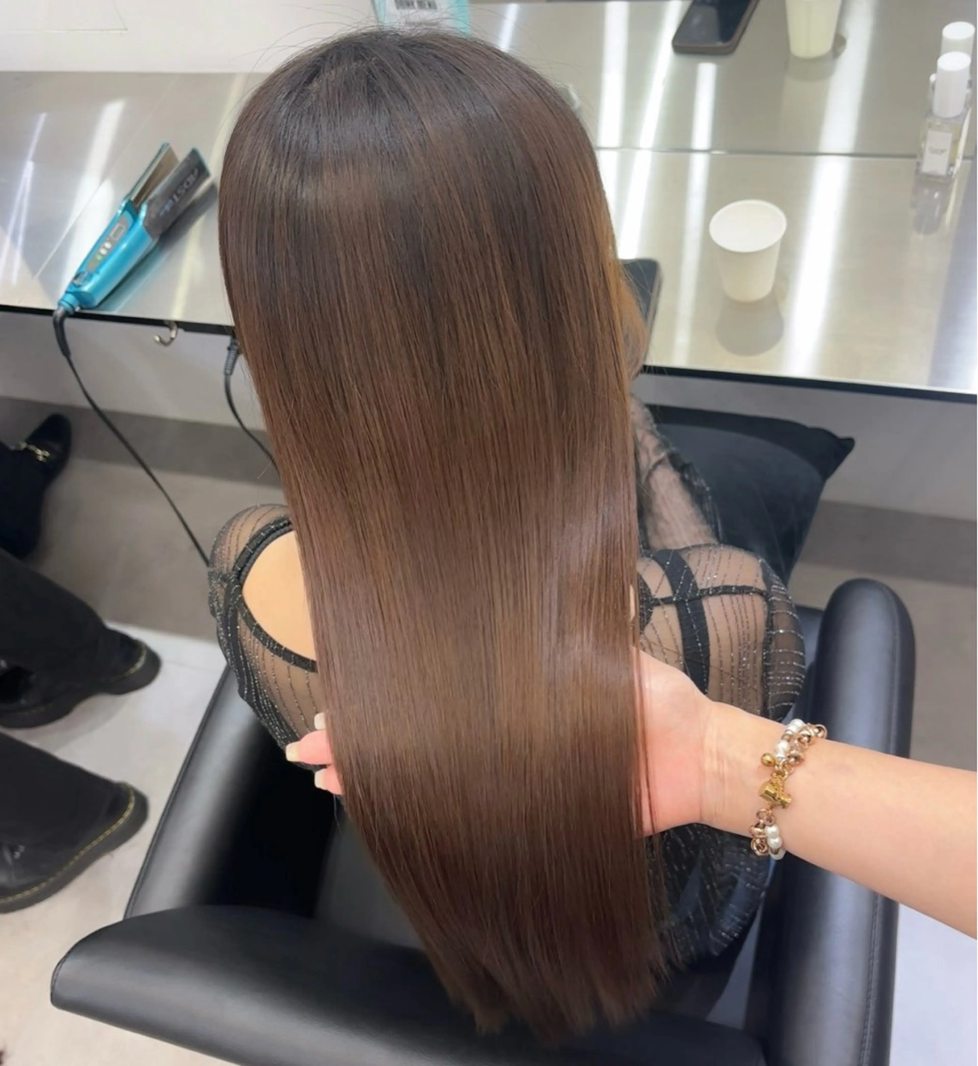 ロング カラー パーマ 透明感カラー ストレートパーマ カット ヘアカラー 縮毛矯正 Coreさち 【カットモデル募集】のヘアスタイル