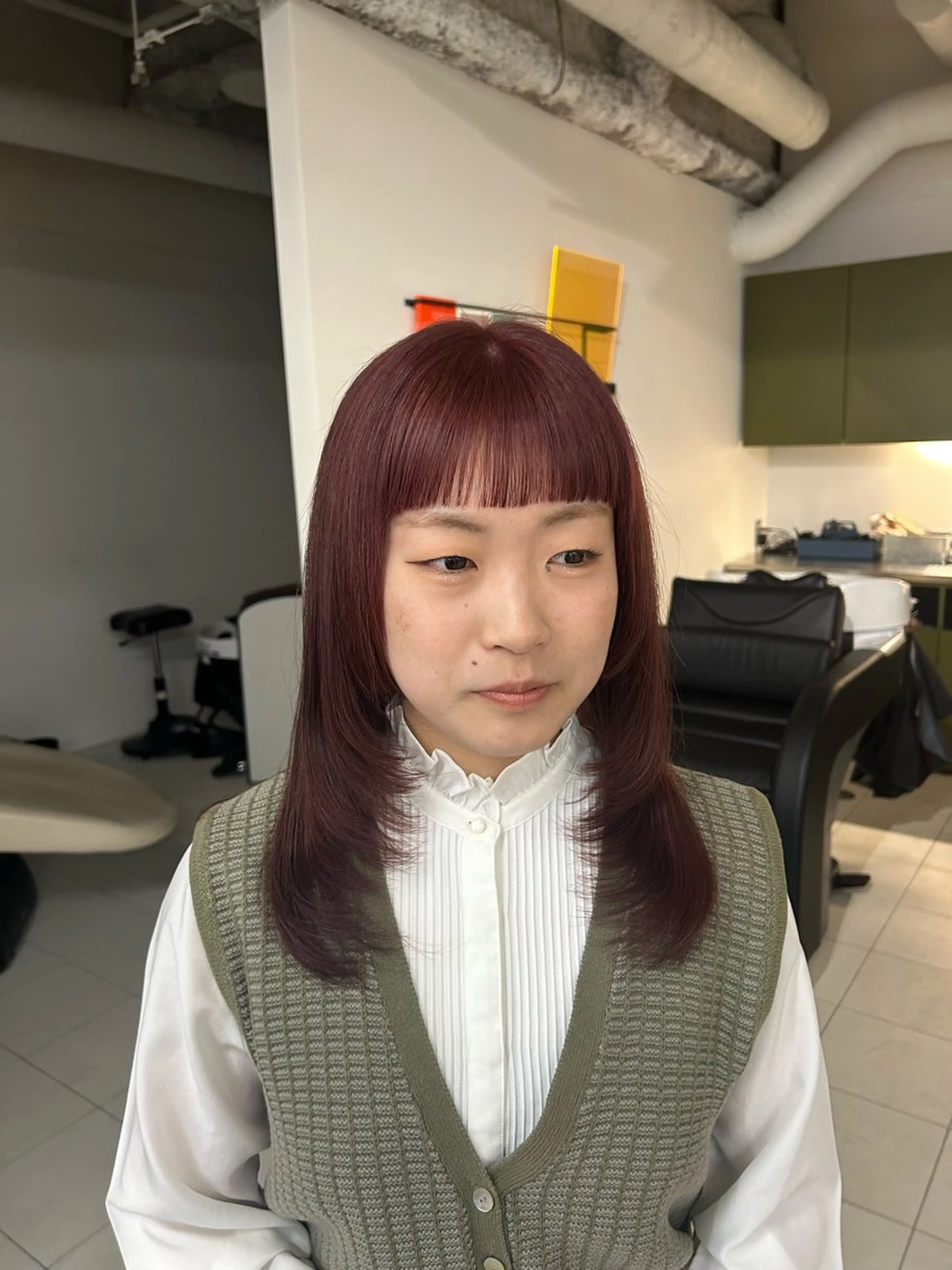 ロング 顔まわりレイヤー 顔周りカット レイヤーカット オン眉 韓国風レイヤー/新潟 /小新/愛咲🎀のヘアスタイル