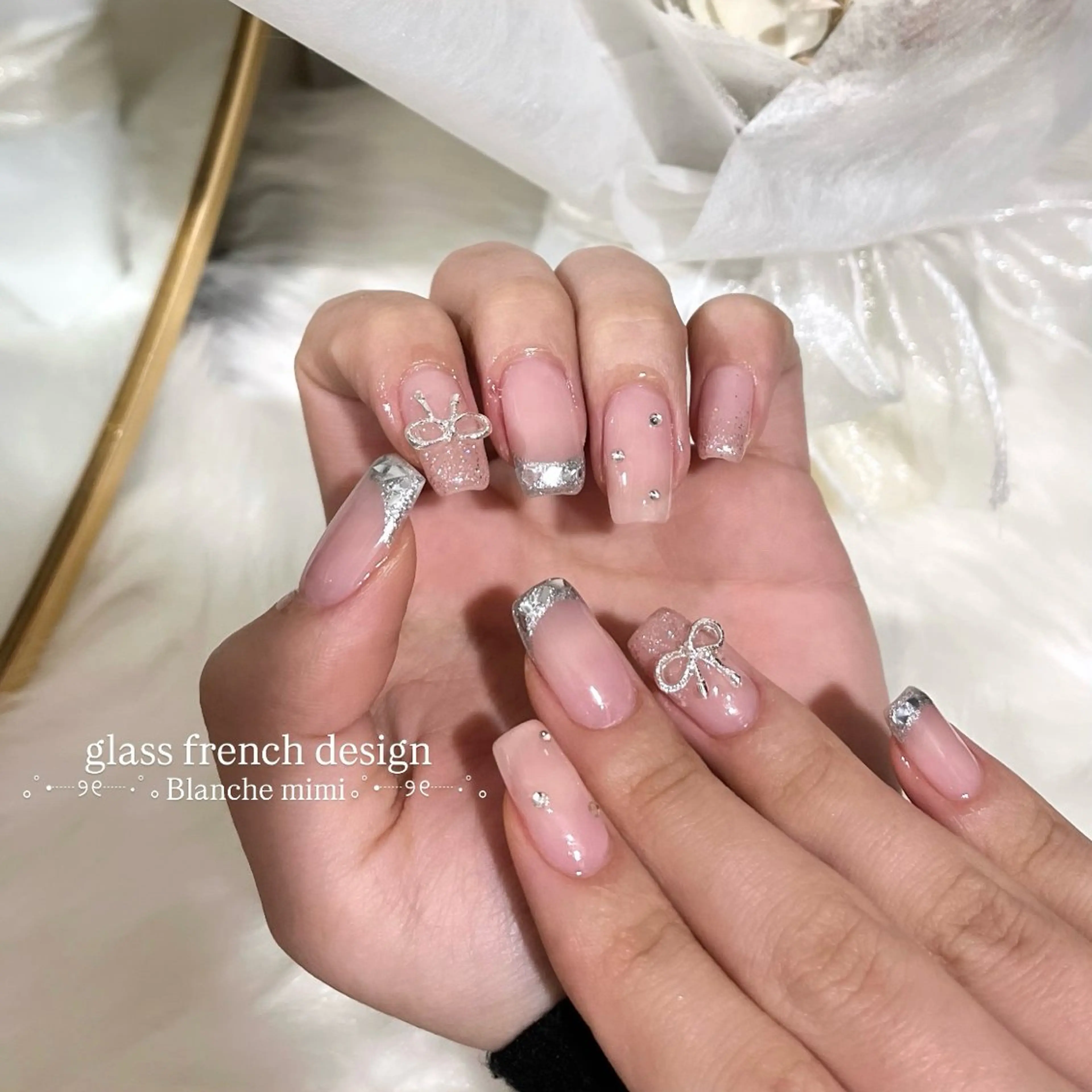 ネイル リボン ハンドネイル Blanche mimi所属・Blanche mimi.u_aのネイルデザイン