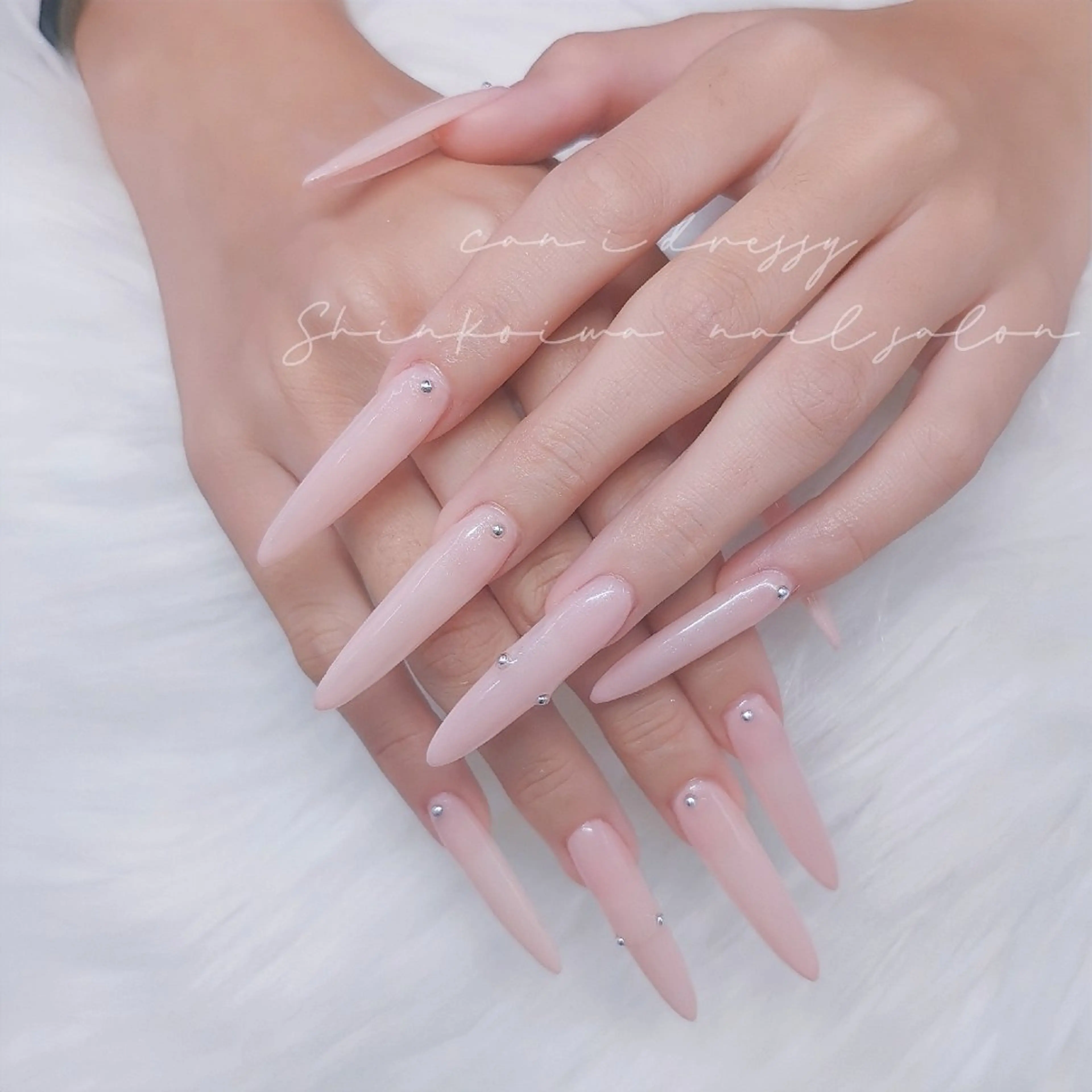 ネイル 長さ出し ロングネイル ピンク ピンクベージュ ハンドネイル キャンアイレッシー 新小岩のネイルデザイン