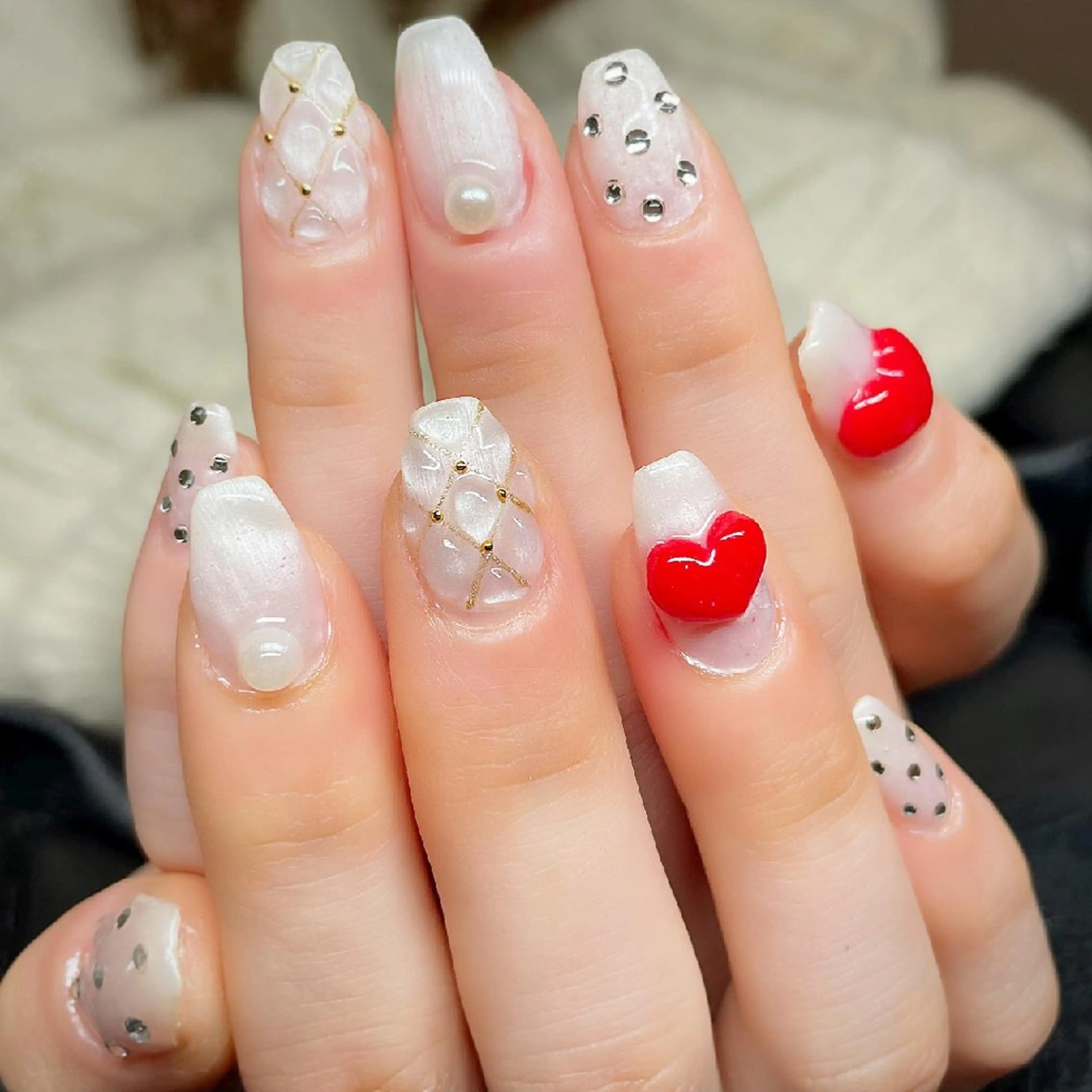 ネイル ハート ぷっくりネイル AQUA NAIL所属・AQUA NAILのネイルデザイン