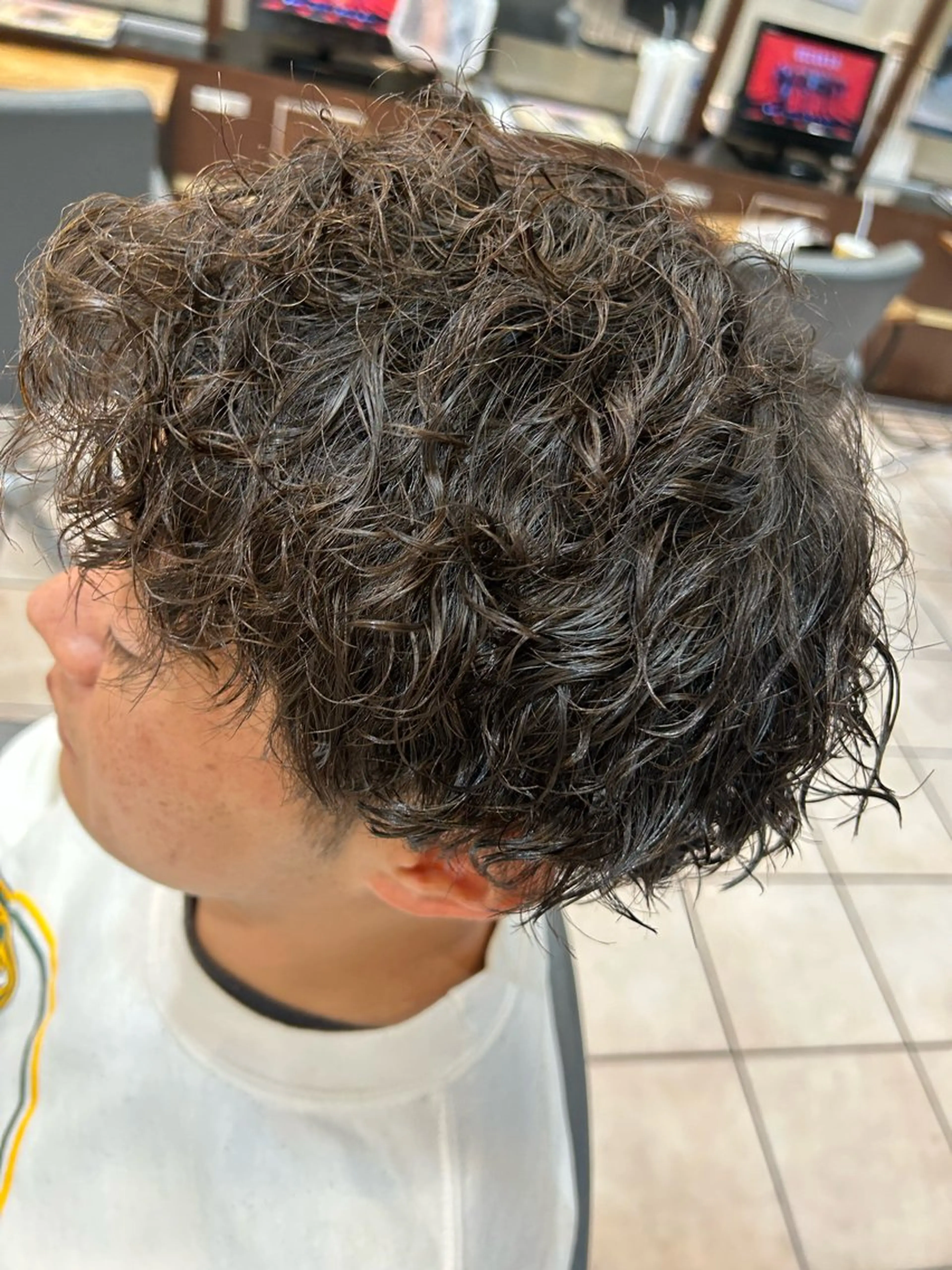 ミディアム パーマ メンズ 大阪/梅田/シャドウ パーマ/ノボリユウタのヘアスタイル