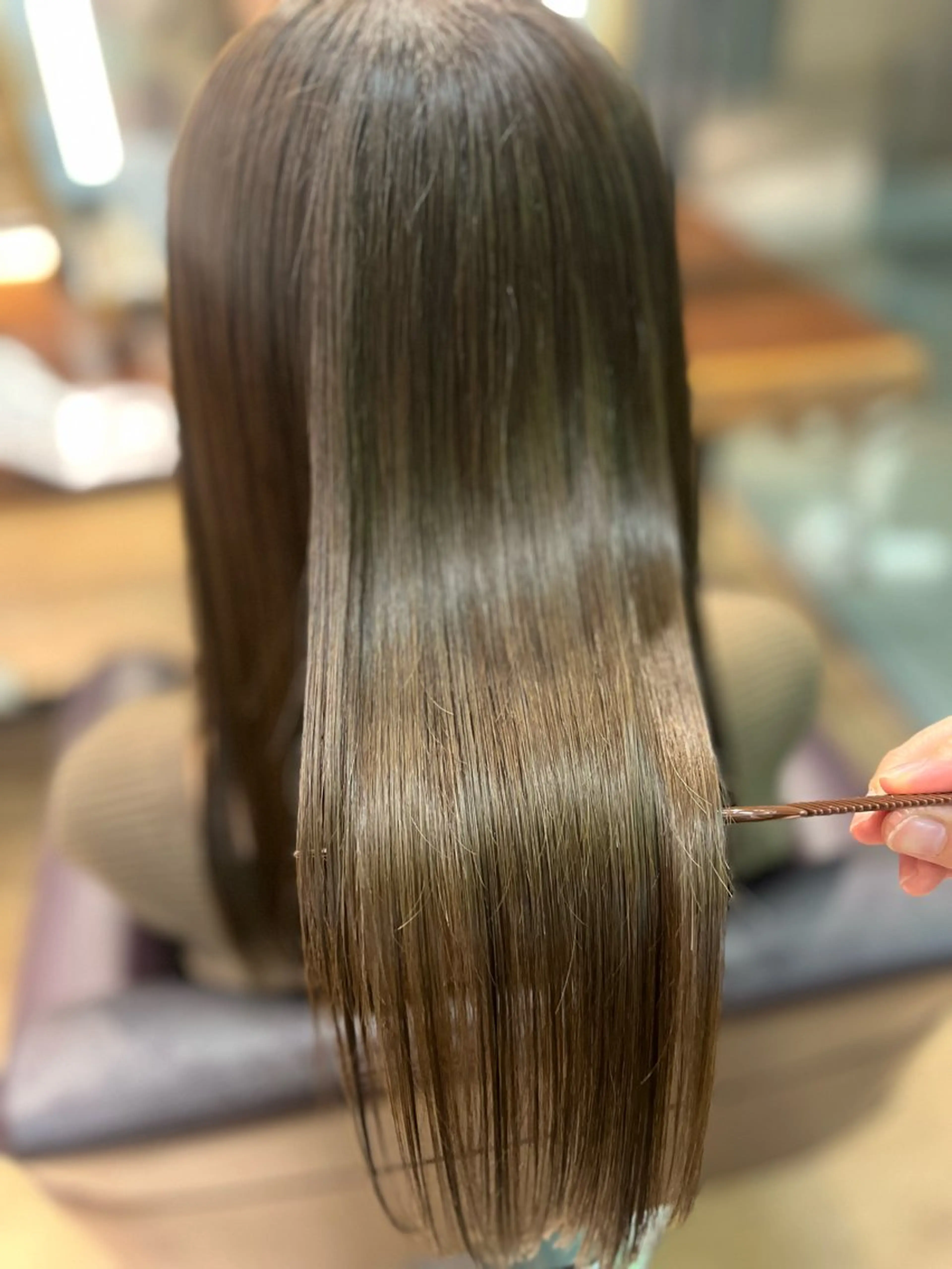 ロング カラー ベージュカラー オリーブベージュ オリーブカラー 髪質改善 ヘアカラー トリートメント ボブ/髪質改善カラー 深沢楓のヘアスタイル