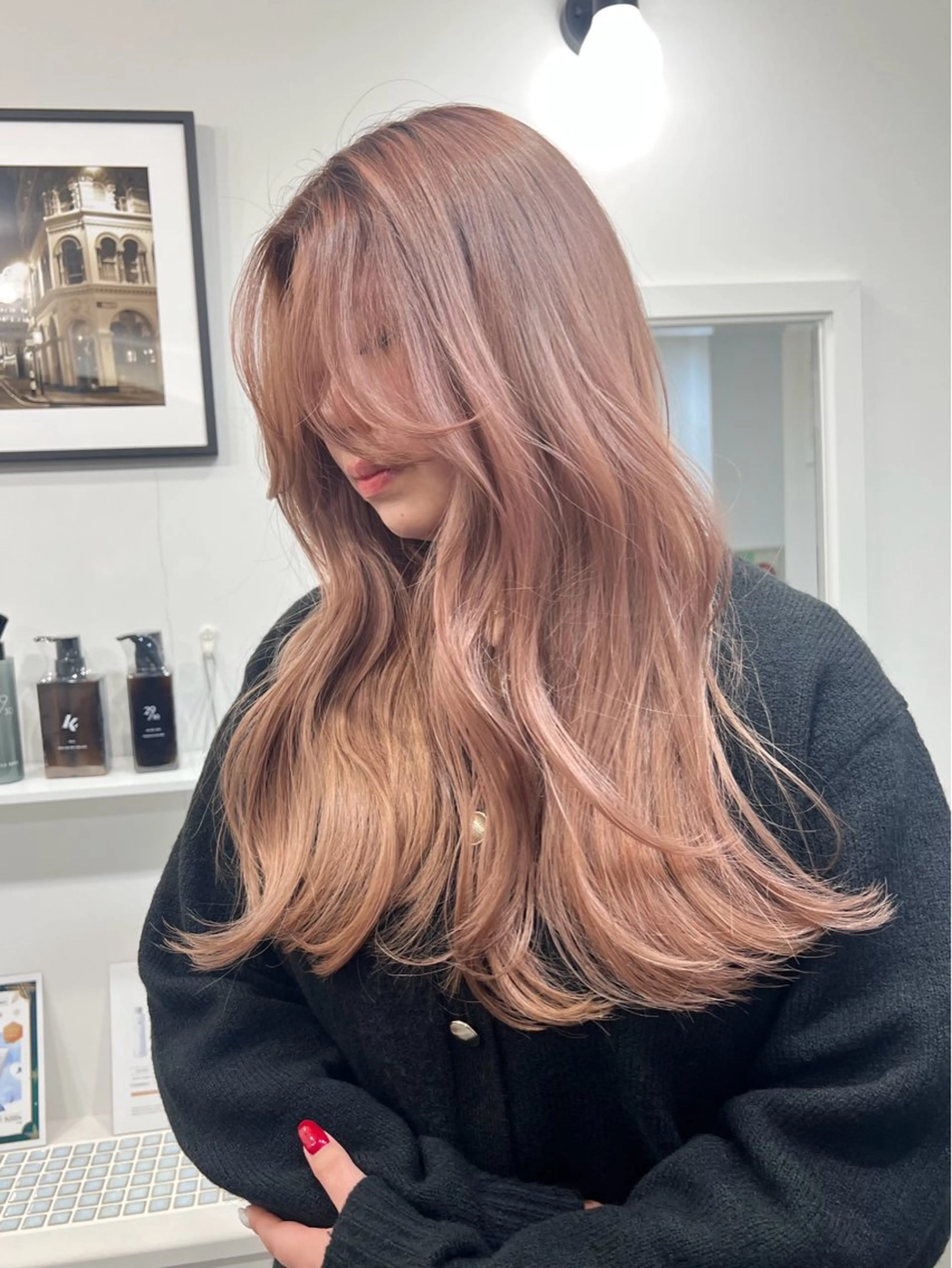 ロング カラー ベージュカラー ピンクカラー ピンクベージュ ヘアカラー SEINA️️/烏丸 ブリーチ/ハイトーンのヘアスタイル