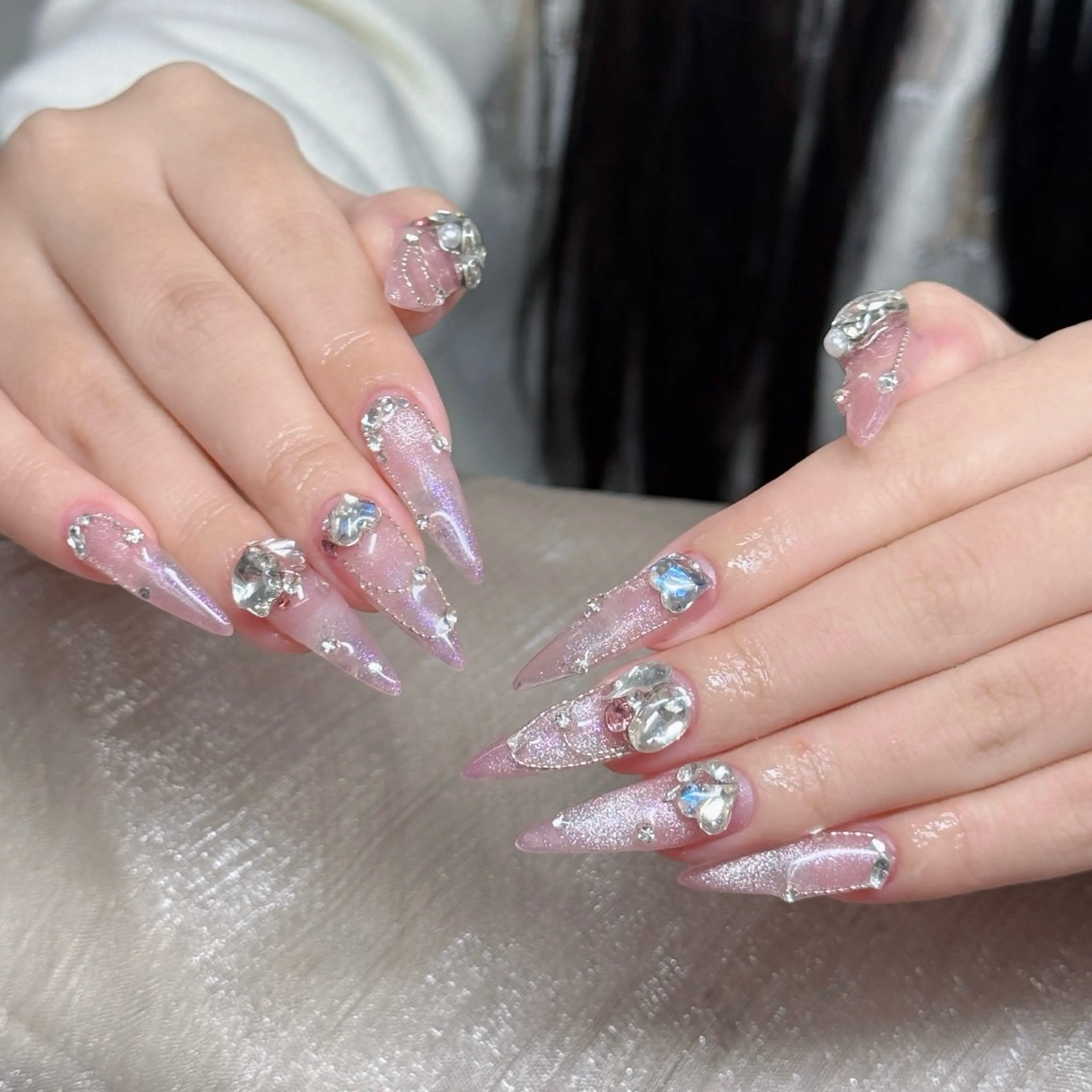 ネイル フットネイル フレンチネイル グラデーション 韓国ネイル ロングネイル ハンドネイル Hani nailsalonのネイルデザイン