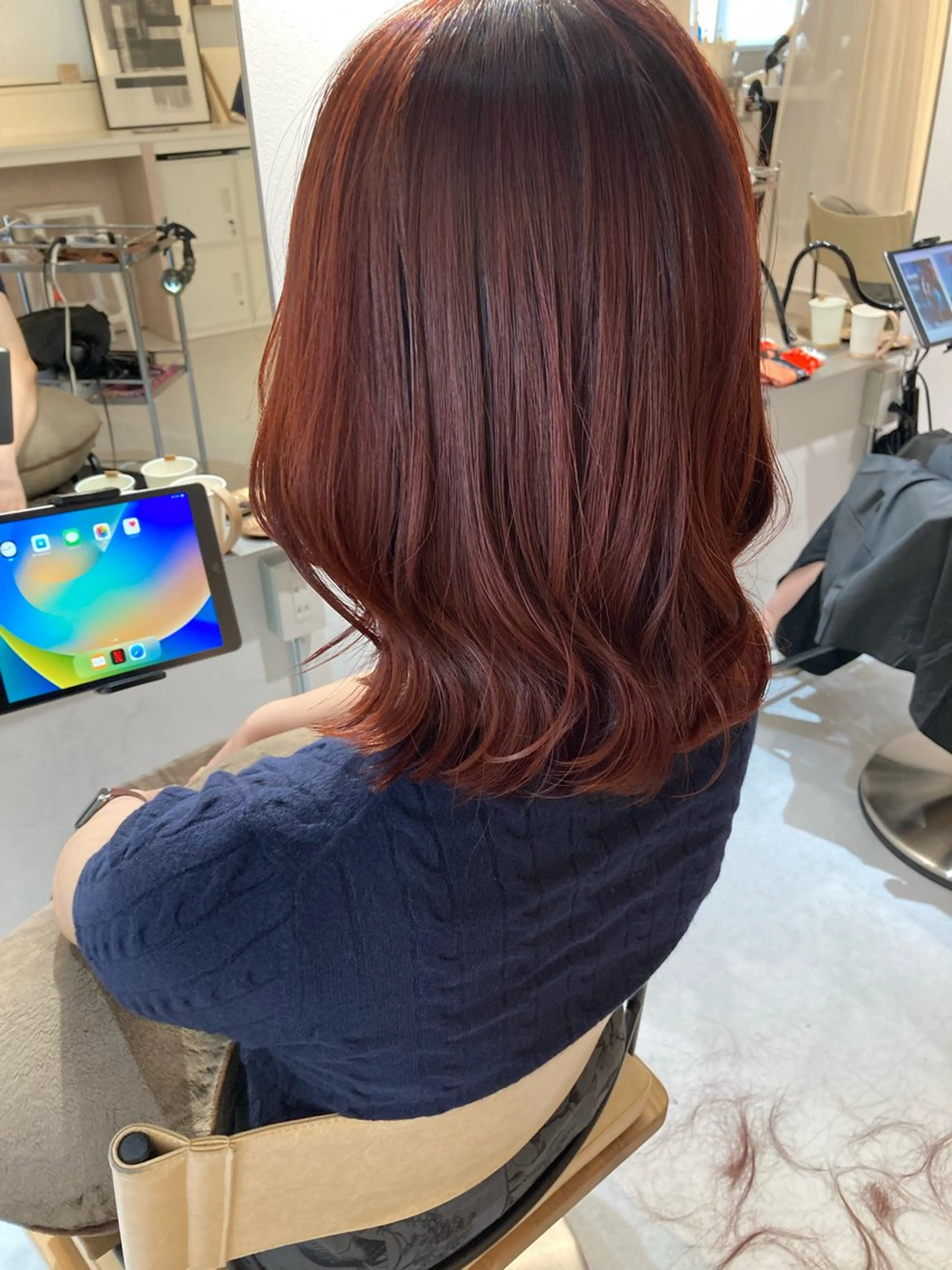 ミディアム ✨色持ちの良い艶 カラー✨蟹江真世のヘアスタイル