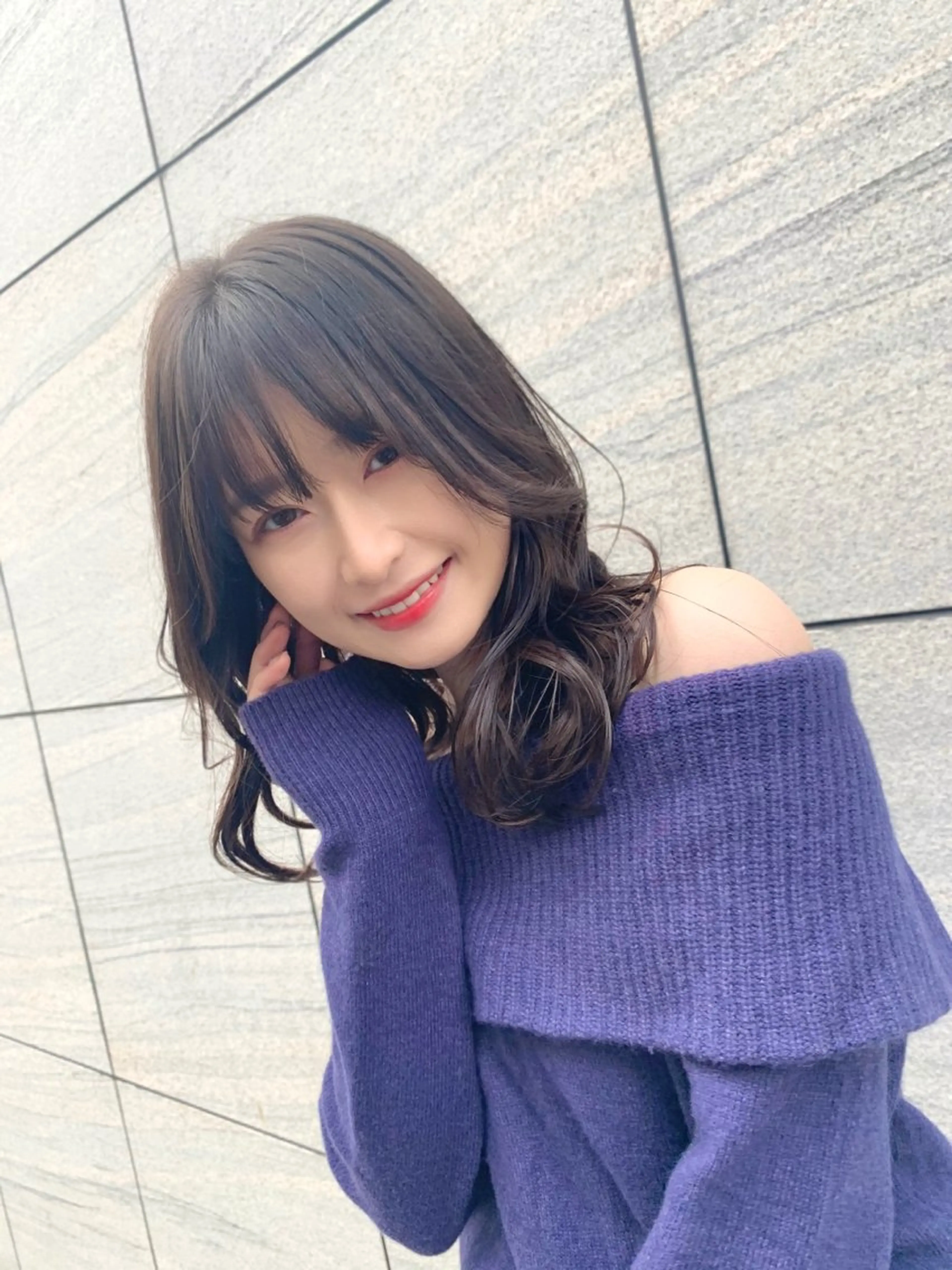 ミディアム カラー カット ヘアカラー 縮毛矯正 🫧暗髪レイヤー🫧 中山唯斗のヘアスタイル