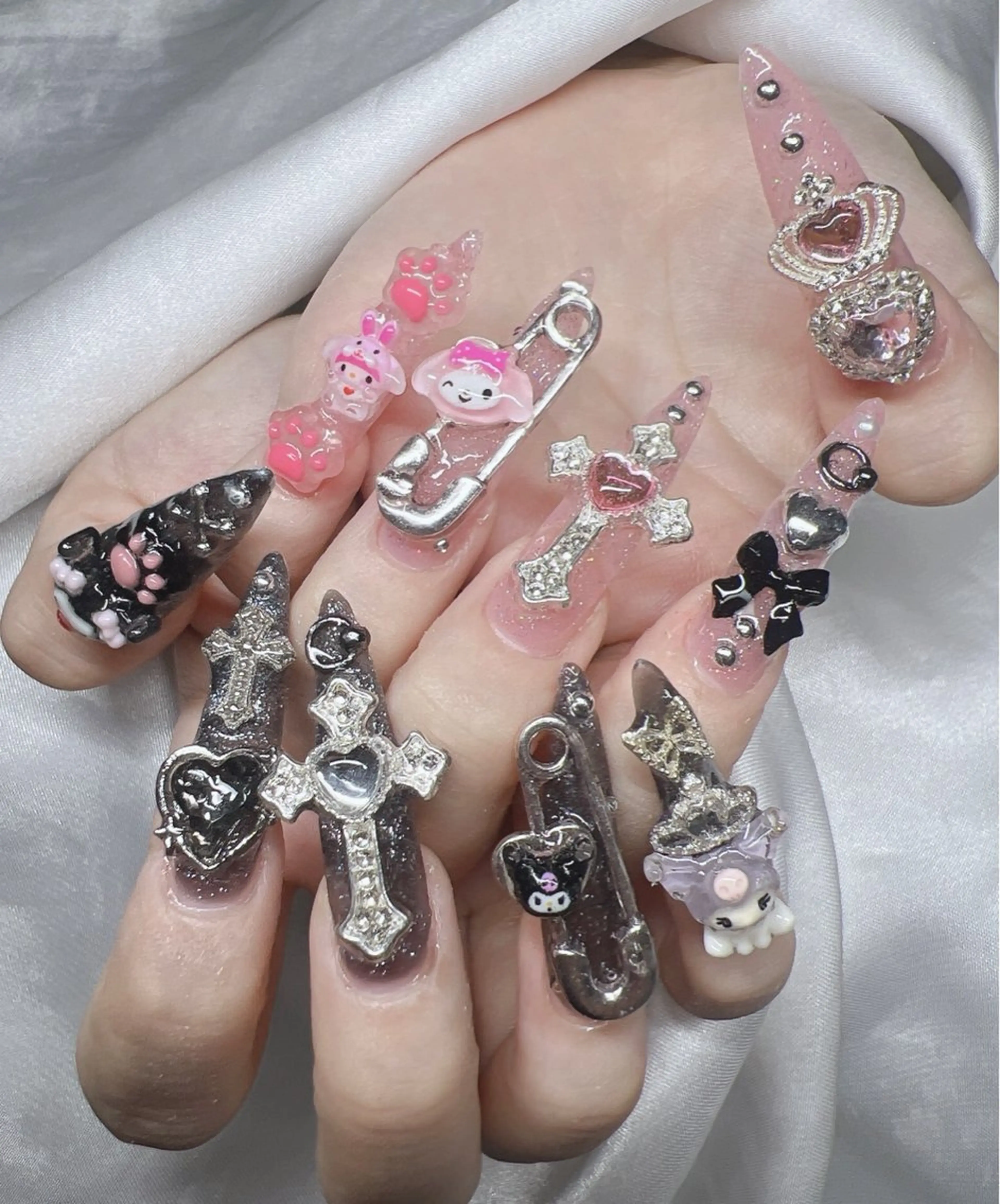 ネイル 長さ出し グラデーション キラキラネイル マグネットネイル ニュアンスネイル ハンドネイル Lee Nails チップ長さだし専門店のネイルデザイン