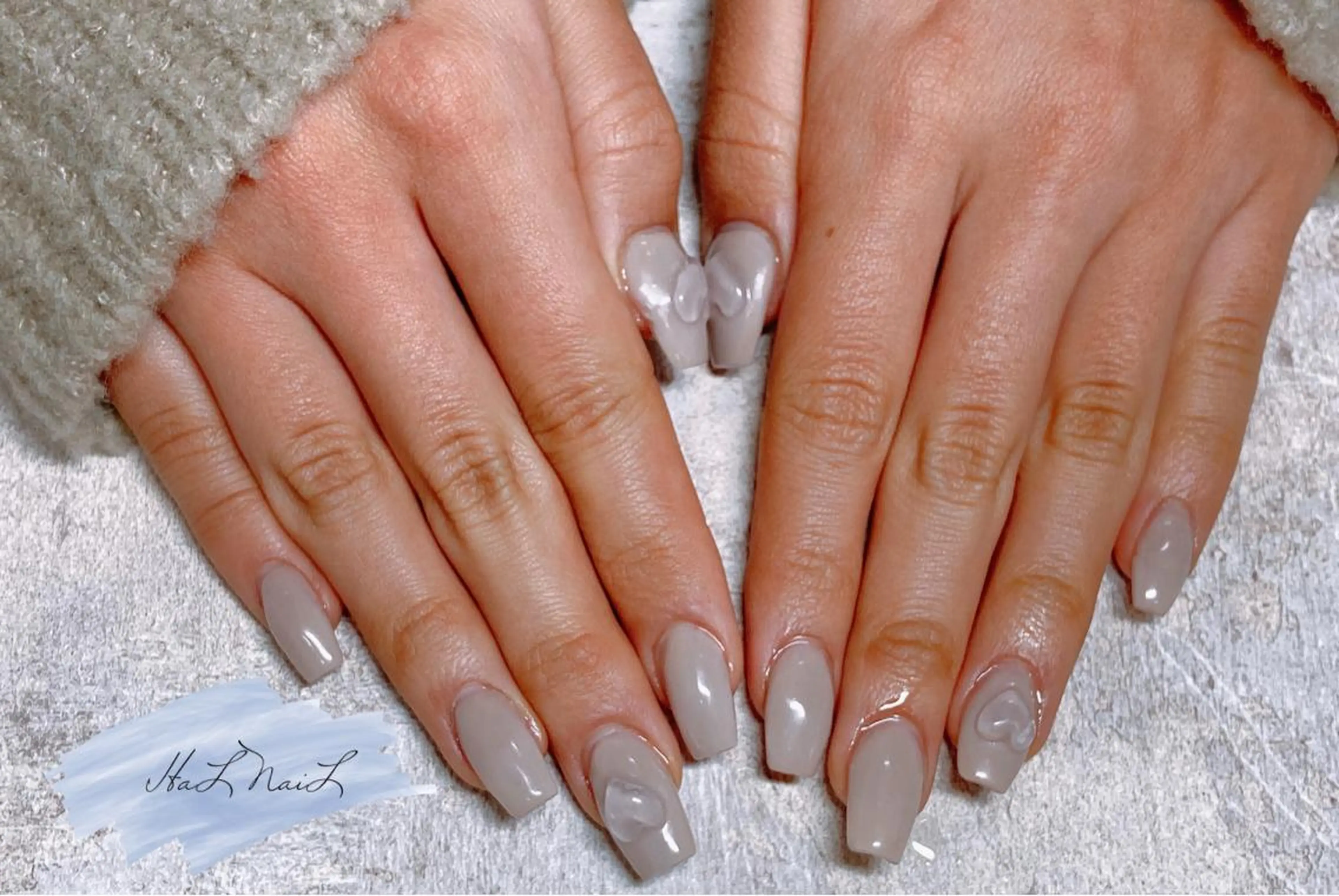 ネイル クリアネイル ハート ワンカラーネイル ハンドネイル HaL NaiLのネイルデザイン