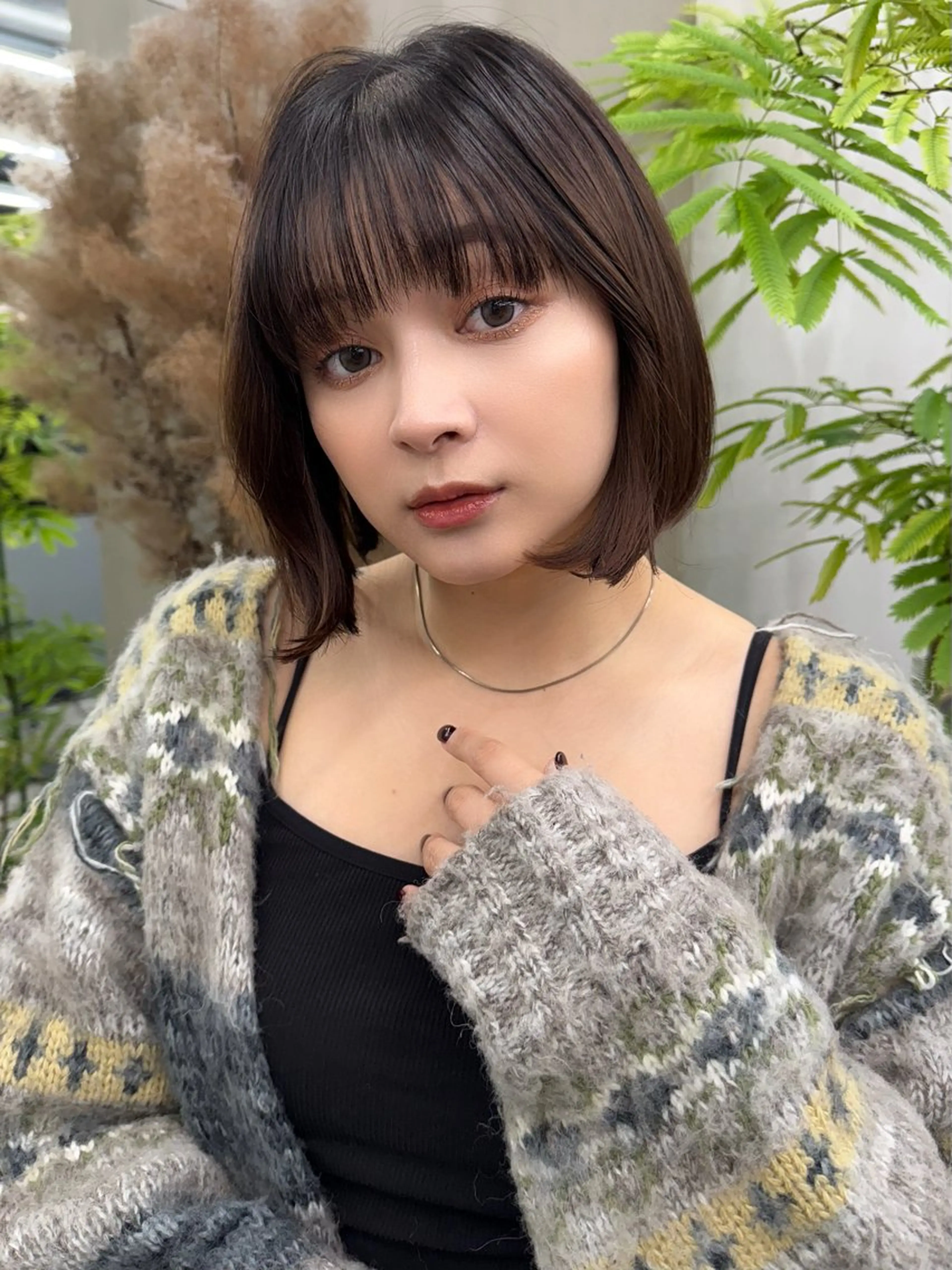 ショート カット ヘアカラー 切りっぱなしボブ/ 小顔ボブNANAのヘアスタイル