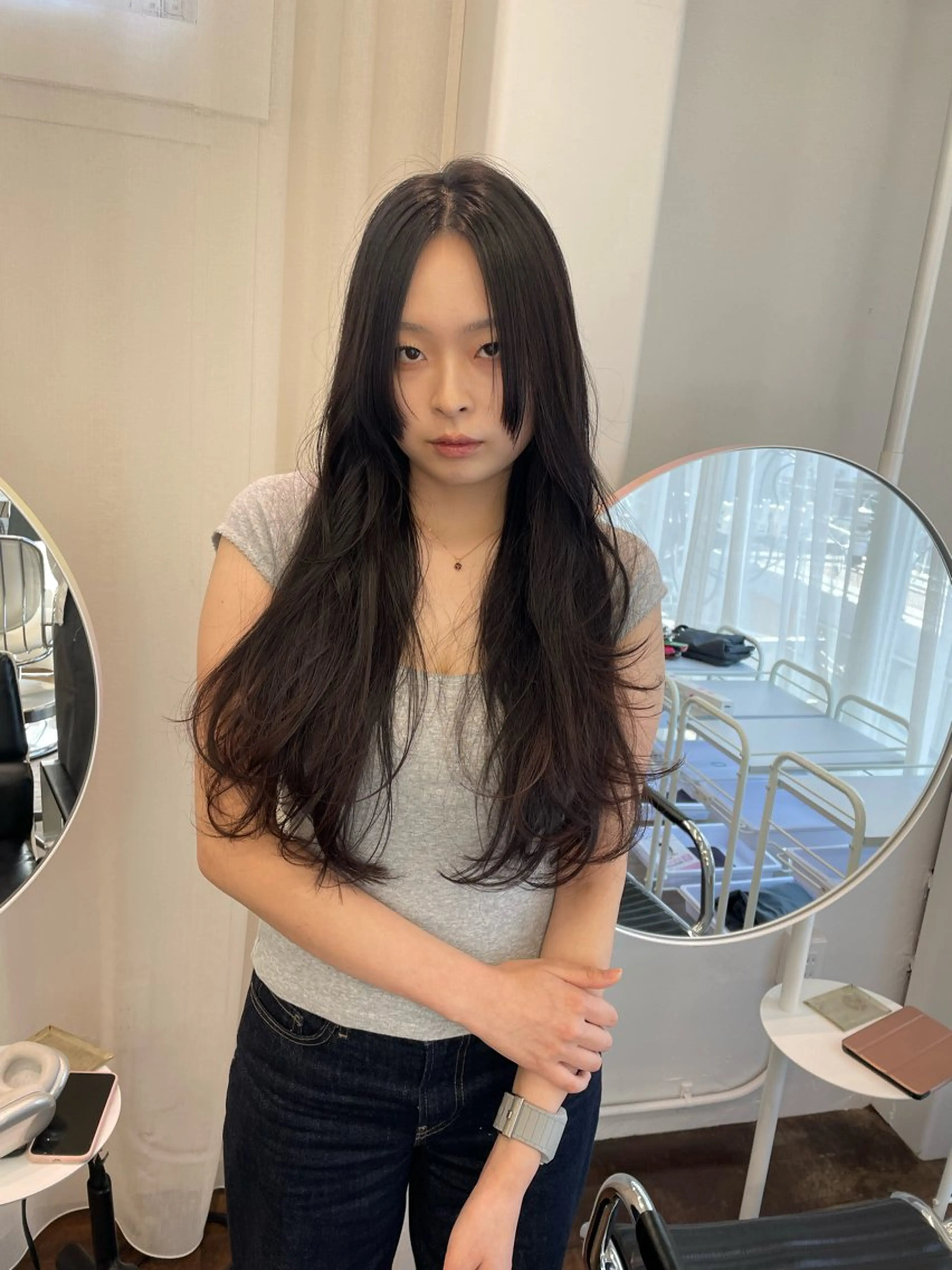 ロング カラー 韓国風ヘア レイヤーカット カット ヘアカラー トリートメント レイヤーカット🎀 kanaのヘアスタイル