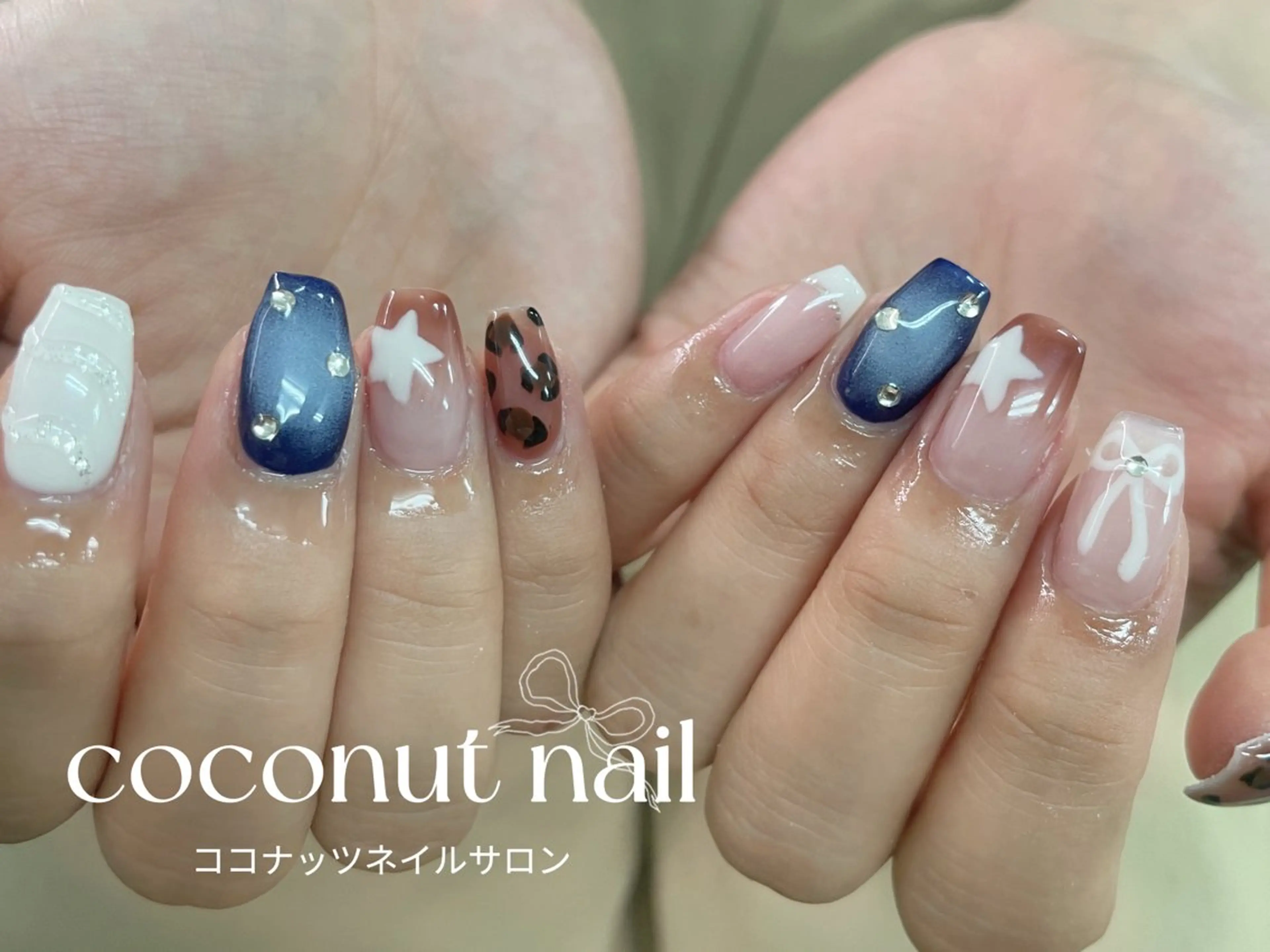 ネイル べっ甲ネイル フレンチネイル キラキラネイル マグネットネイル 大理石ネイル(マーブル) ハンドネイル 神田 ココナッツのネイルデザイン