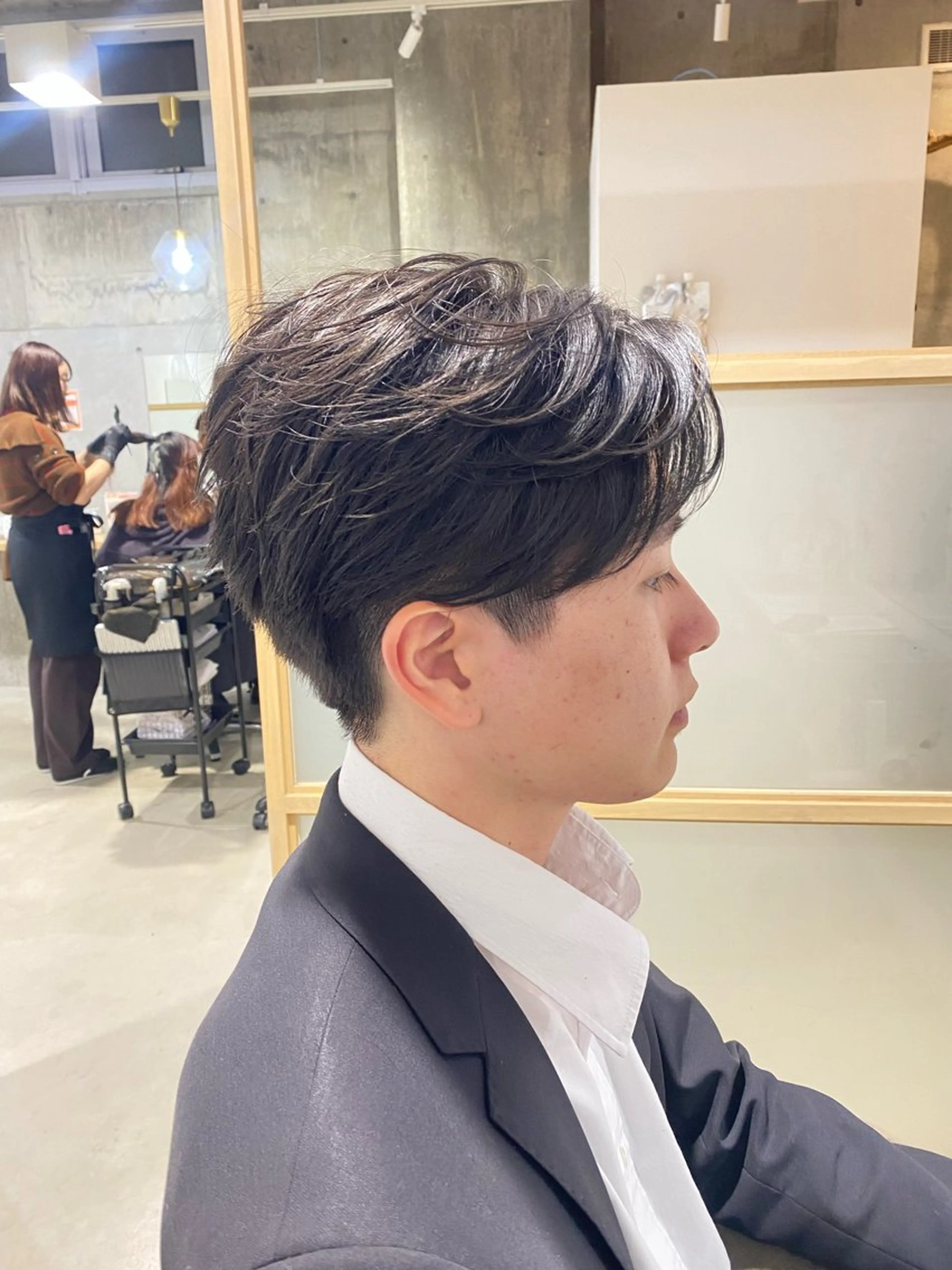 ミディアム カット パーマ メンズパーマ/ダウン パーマ/十文字玲音のヘアスタイル