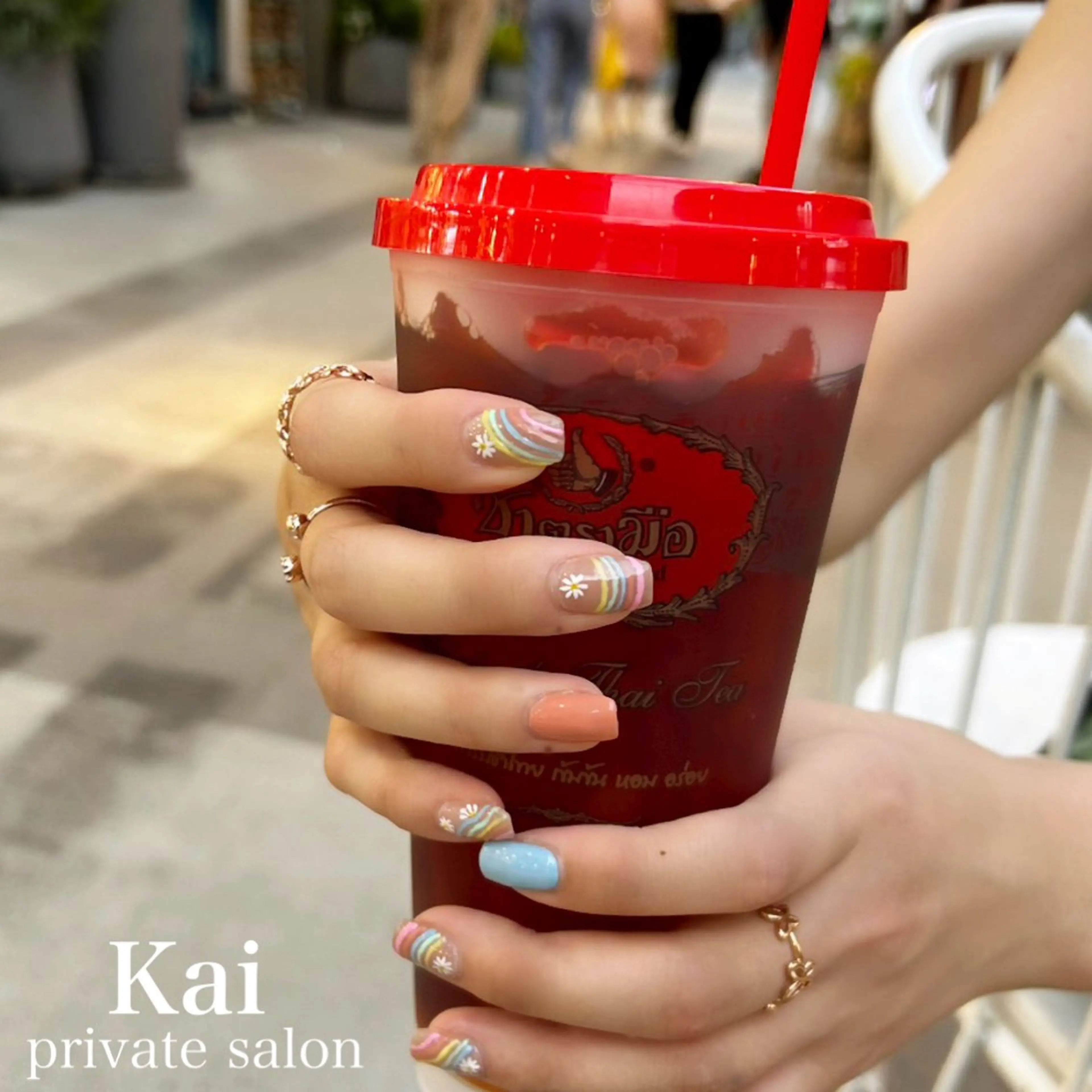 ネイル アートネイル フラワーネイル 韓国ネイル 持ち込み 夏ネイル Kai  nail Mayukoのネイルデザイン