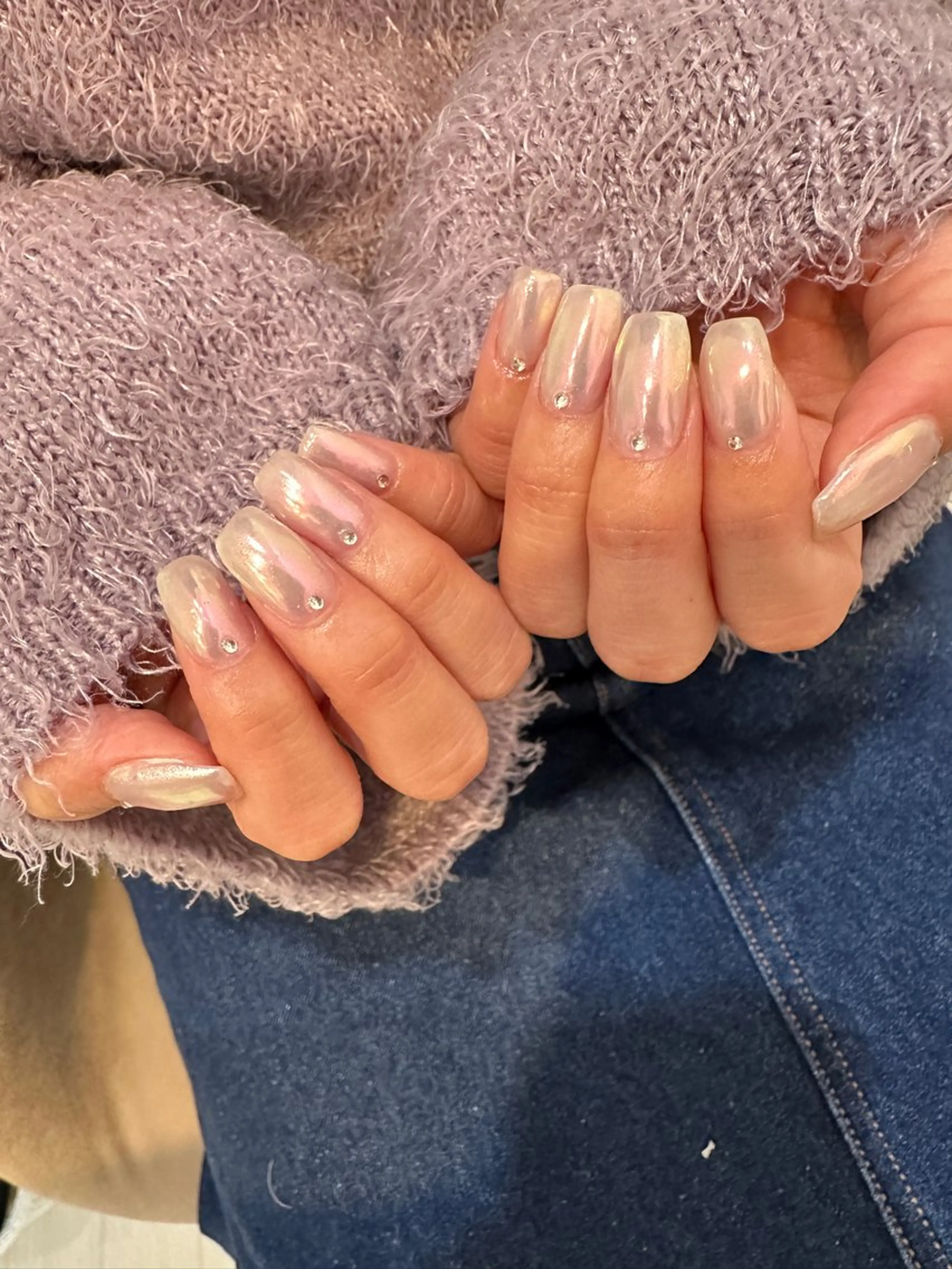 ネイル オーロラネイル 持ち込み ピンク シンプルネイル ハンドネイル private nailsalonのネイルデザイン
