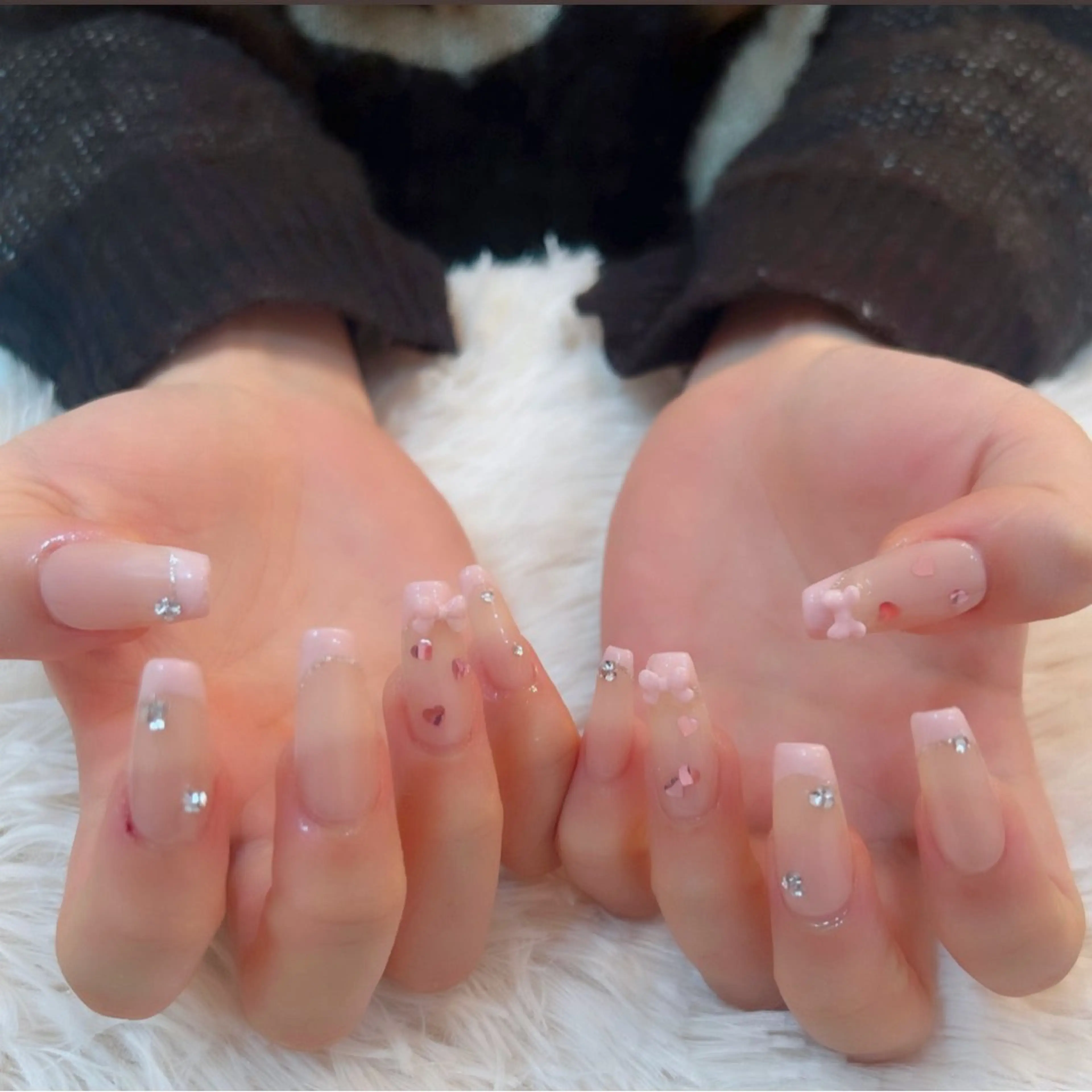 ネイル フレンチネイル ロングネイル ピンク 春ネイル ハンドネイル CherieNail 💗manaのネイルデザイン