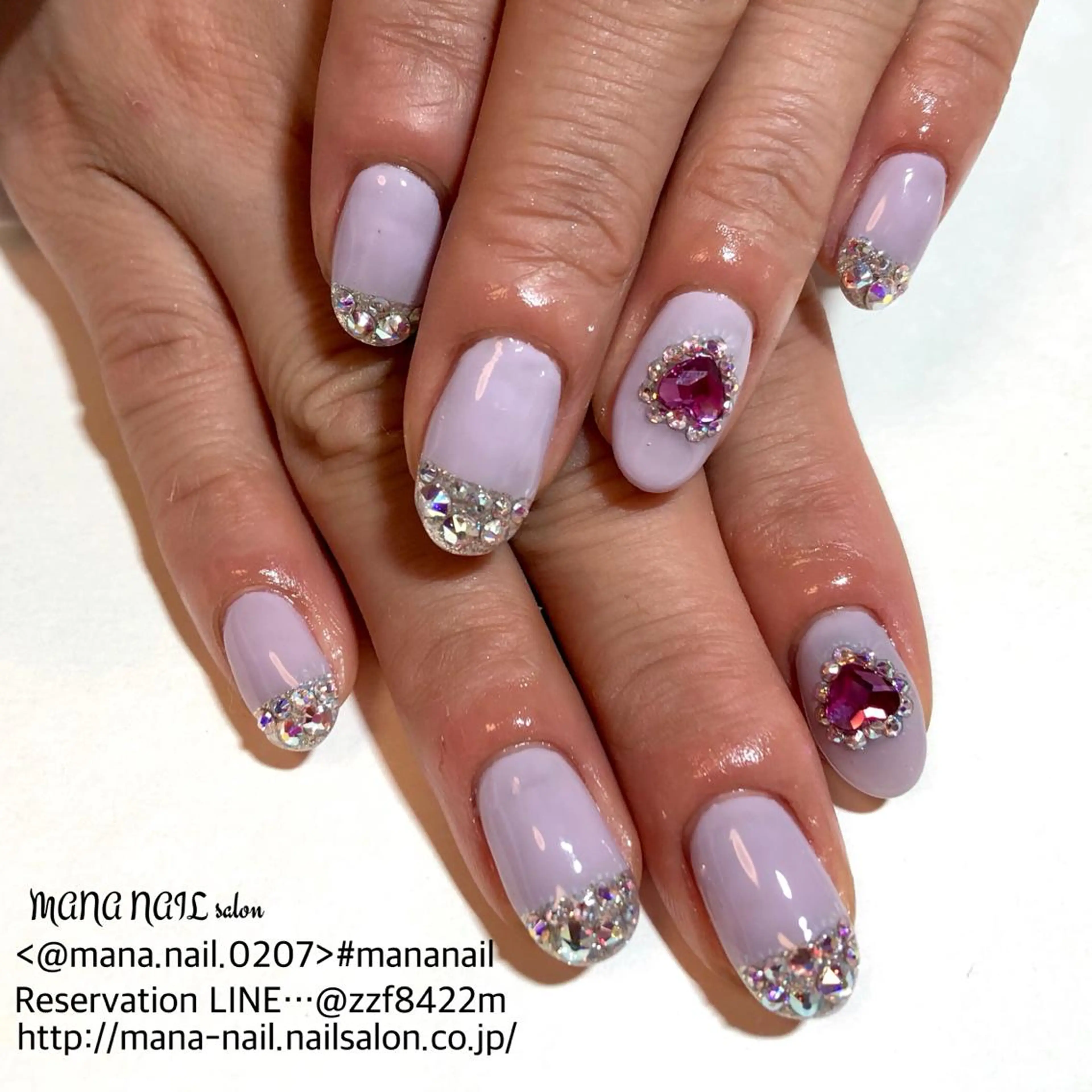 ネイル 長さ出し フレンチネイル ジェルネイル 春ネイル ストーンネイル 廣瀬 真奈美のネイルデザイン