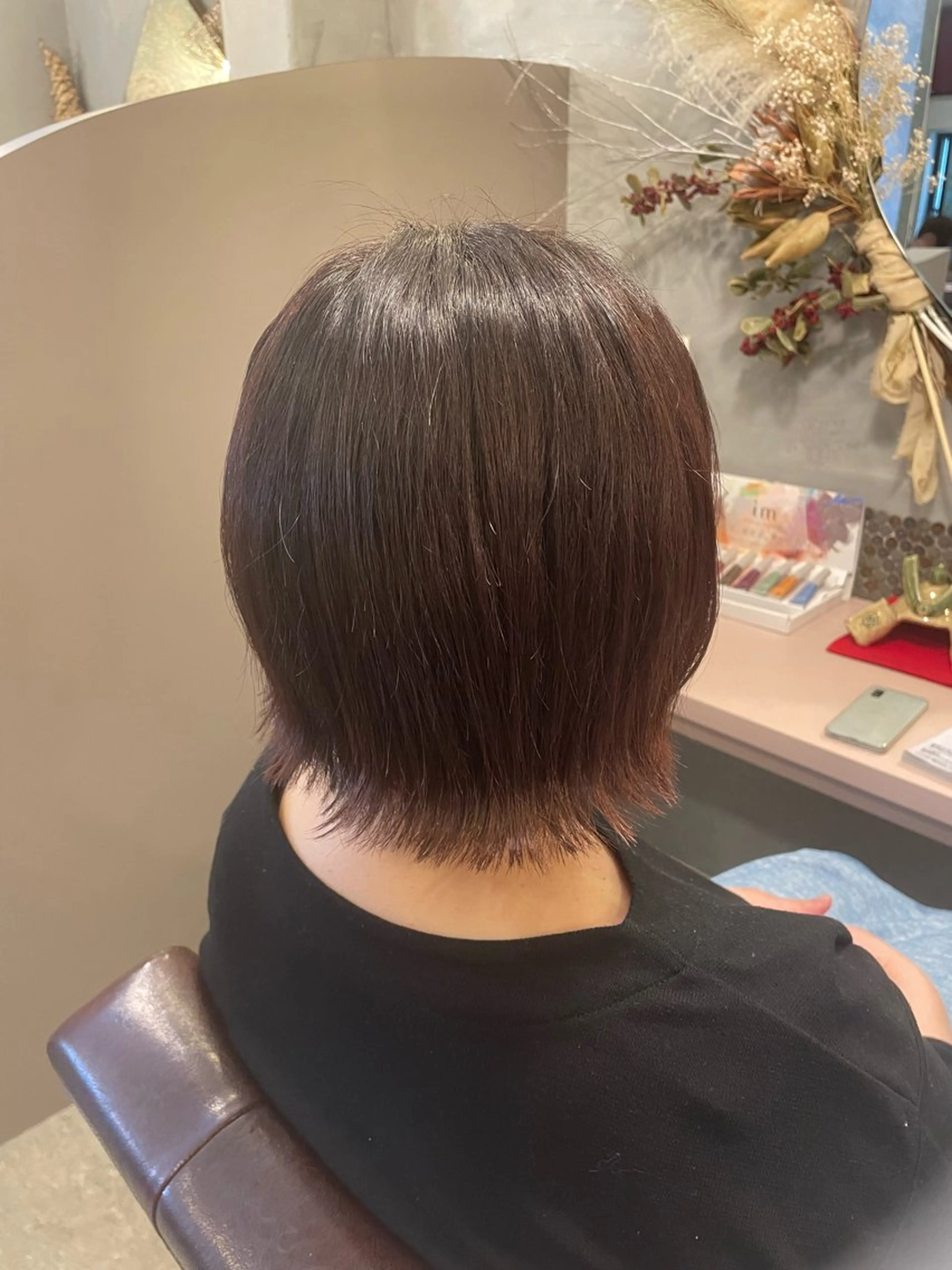 ミディアム ピンクブラウン ボブ カット ヘアカラー hair  make echo所属・hair make echo滿木あい花のヘアスタイル