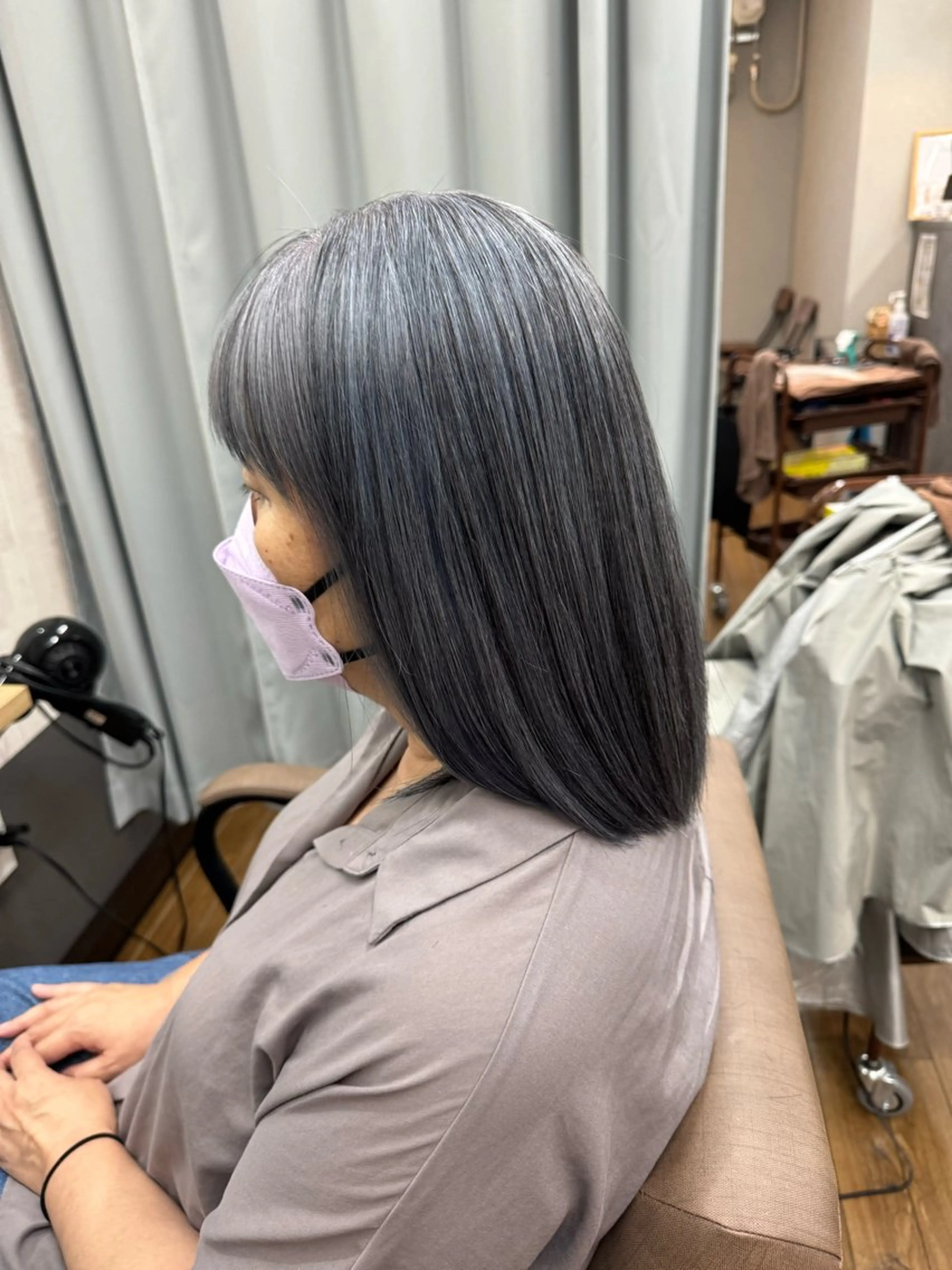 ミディアム カラー カット 縮毛矯正 トリートメント TELA HAIR 稲毛店　千尋のヘアスタイル