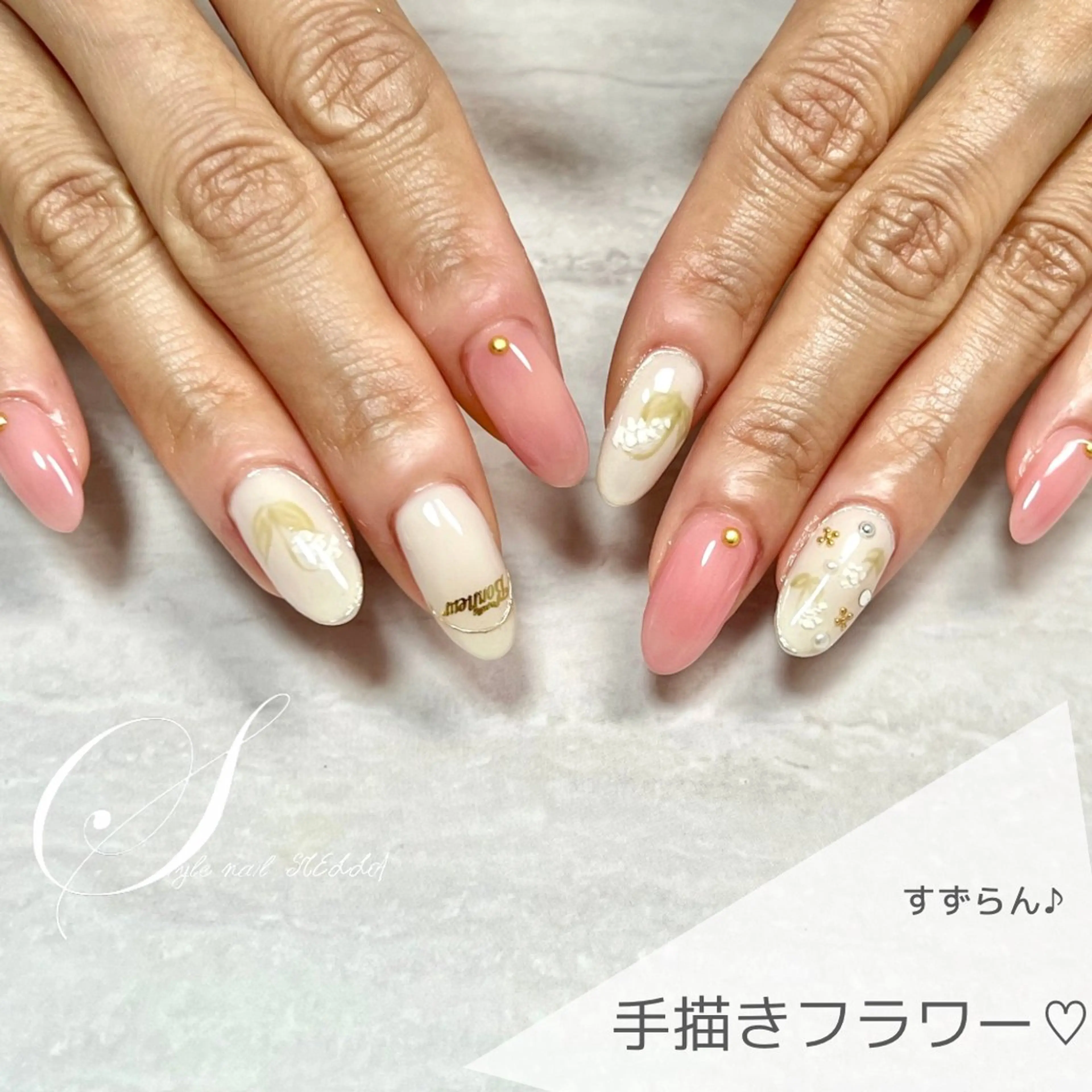ネイル フラワーネイル ハンドネイル ステラ marikominoのネイルデザイン