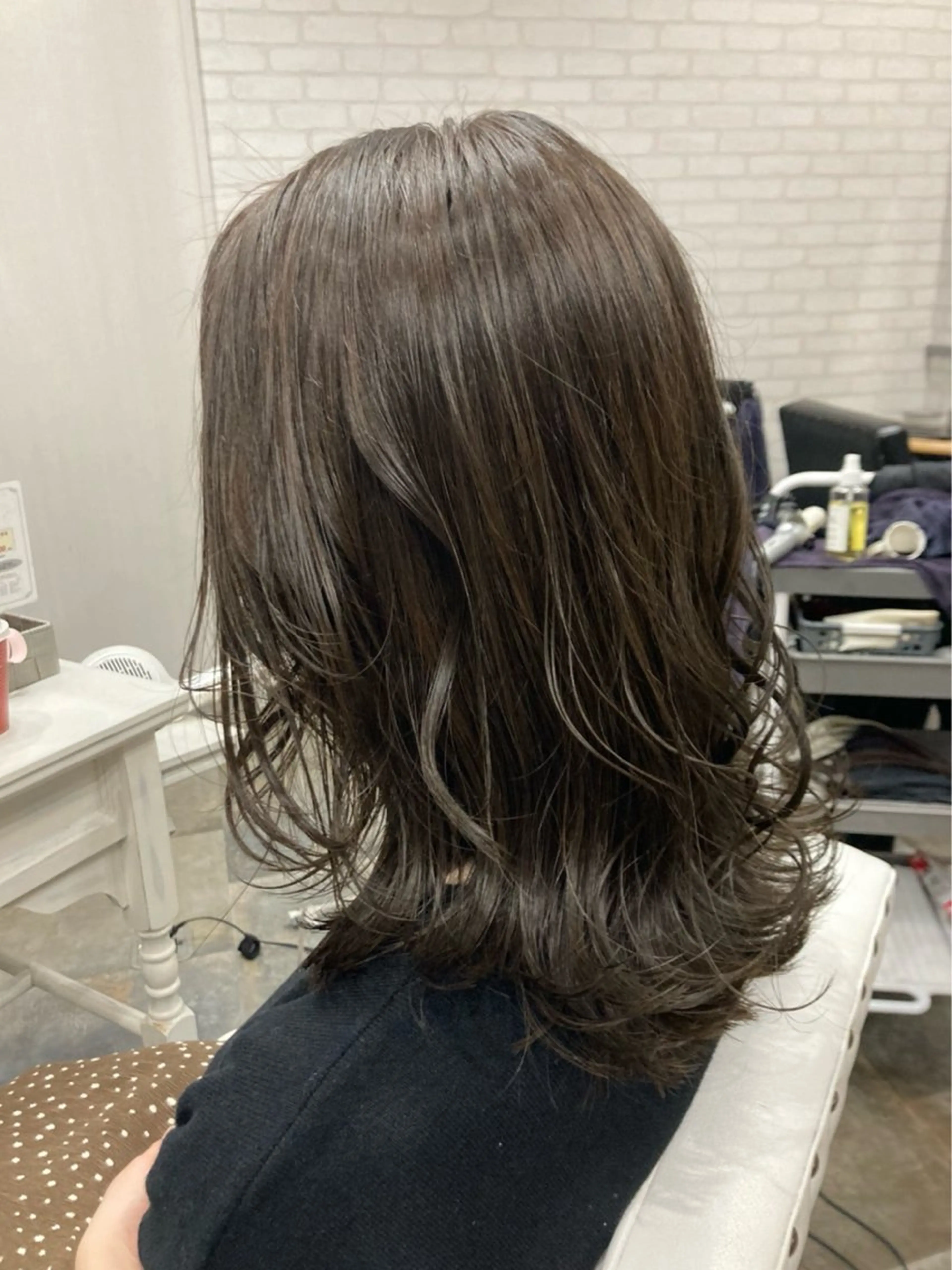 ミディアム ボブレイヤー ミディアムパーマ ミストバング ボブ ハイライト カット ヘアカラー トリートメント The Apartment of Solon Citta 船橋609所属・髪質改善/美髪/個室 /マンツーマン/ハラのヘアスタイル